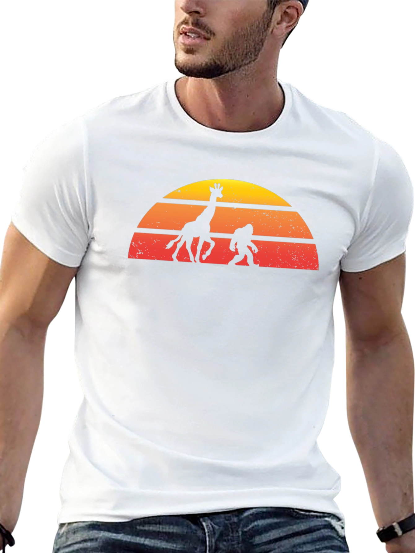 Retro Giraffe & Bigfoot Graphic Tee