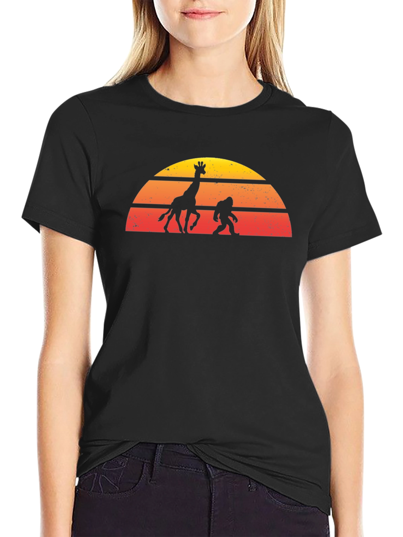Retro Giraffe & Bigfoot Graphic Tee