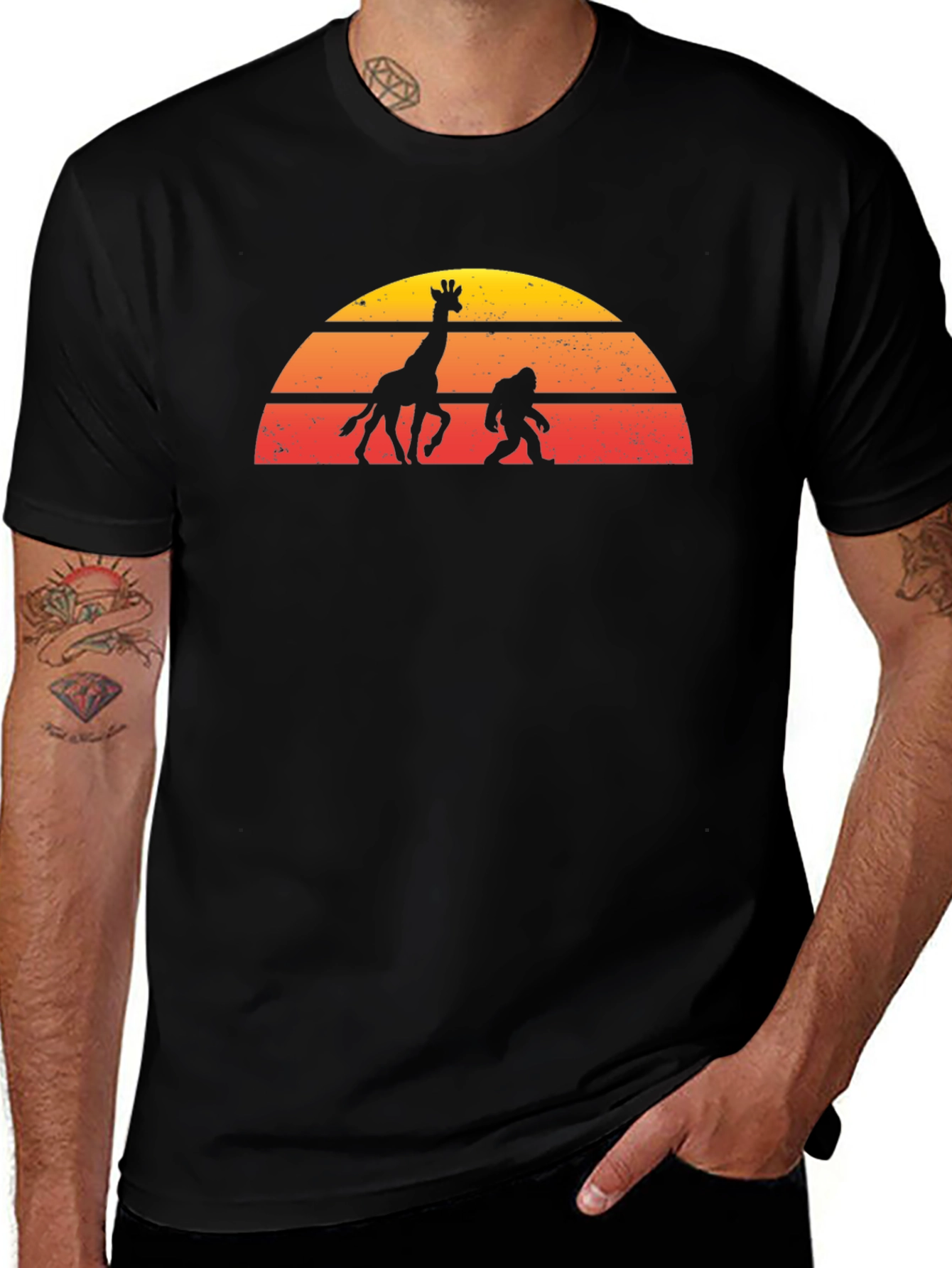Retro Giraffe & Bigfoot Graphic Tee