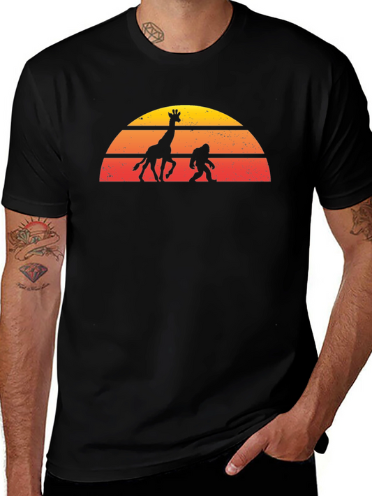 Retro Giraffe & Bigfoot Graphic Tee