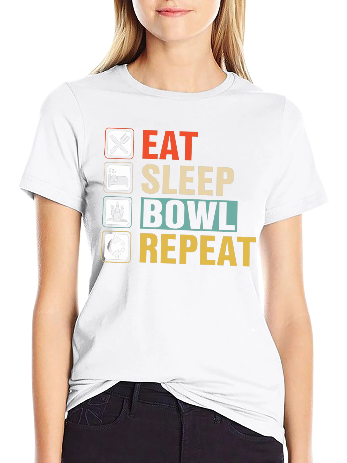 Eat Sleep Bowl Repeat T-Shirt | Bowling Tee