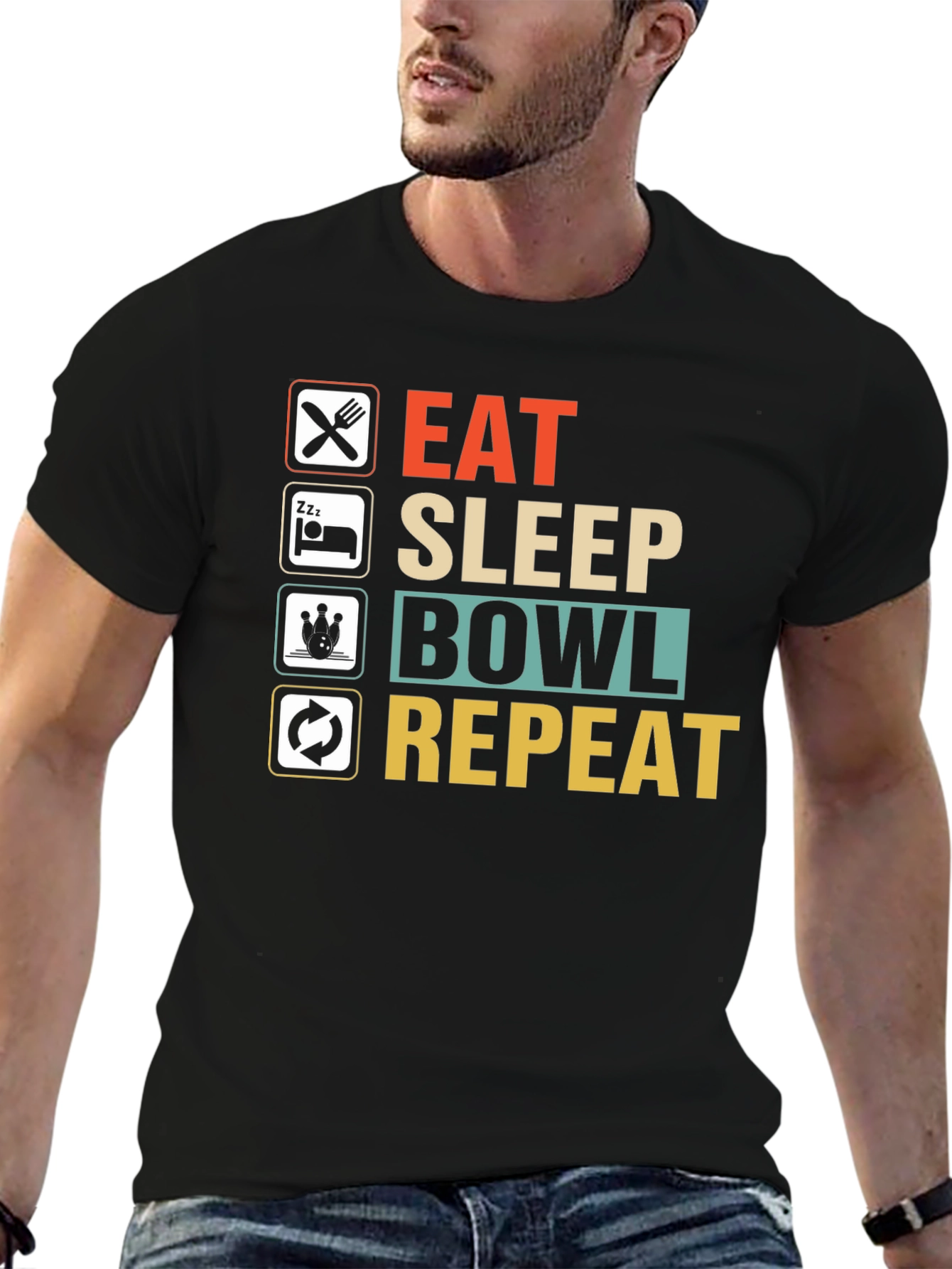 Eat Sleep Bowl Repeat T-Shirt | Bowling Tee