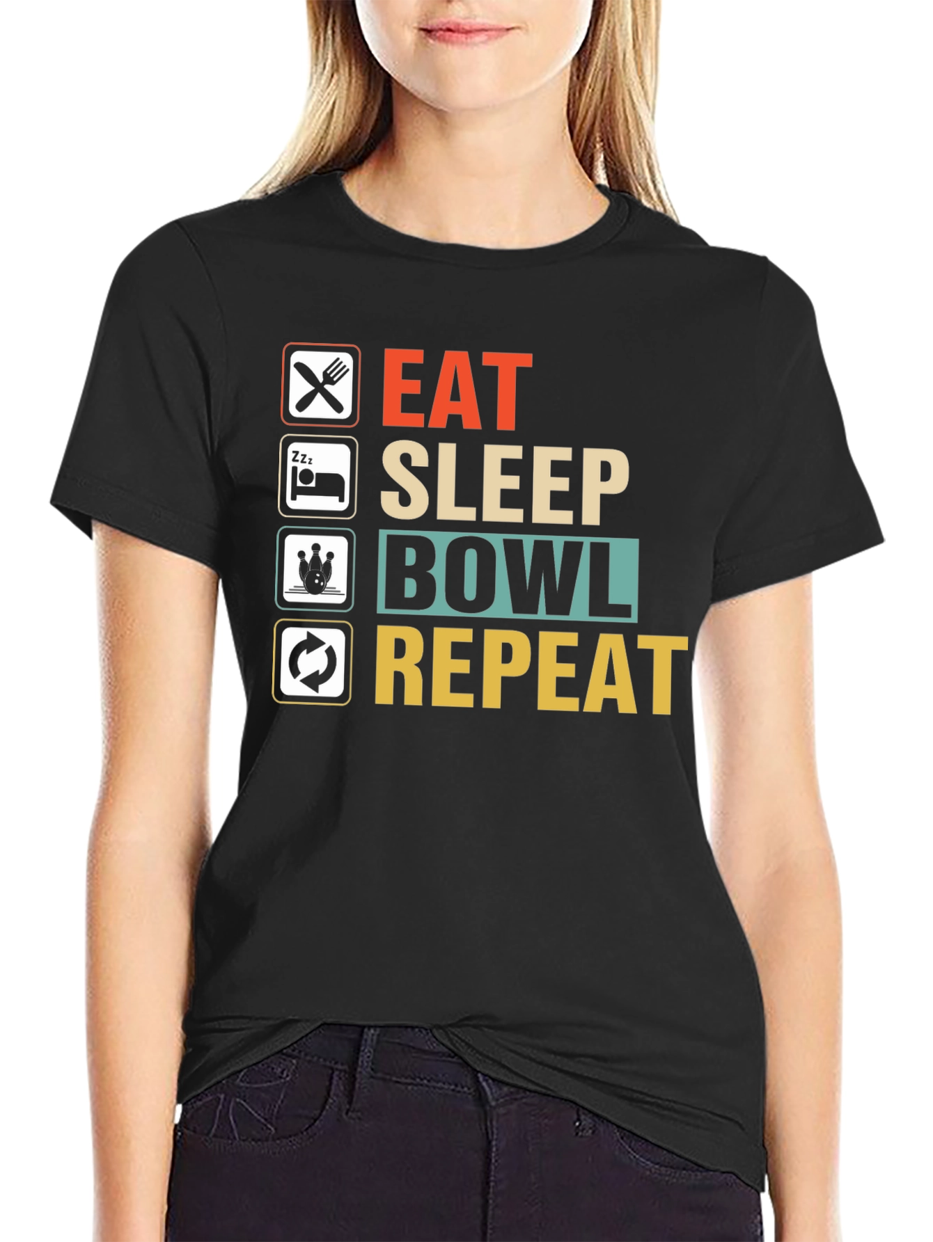 Eat Sleep Bowl Repeat T-Shirt | Bowling Tee