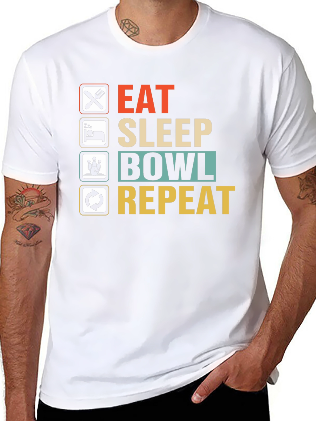 Eat Sleep Bowl Repeat T-Shirt | Bowling Tee