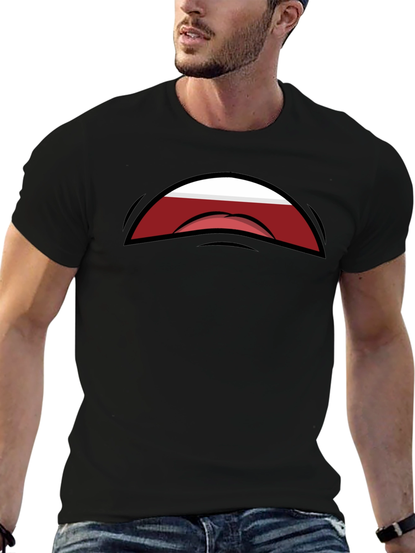 Funny Cartoon Mouth Black Graphic Tee