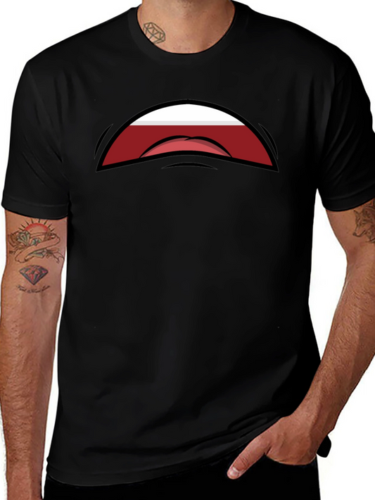 Funny Cartoon Mouth Black Graphic Tee