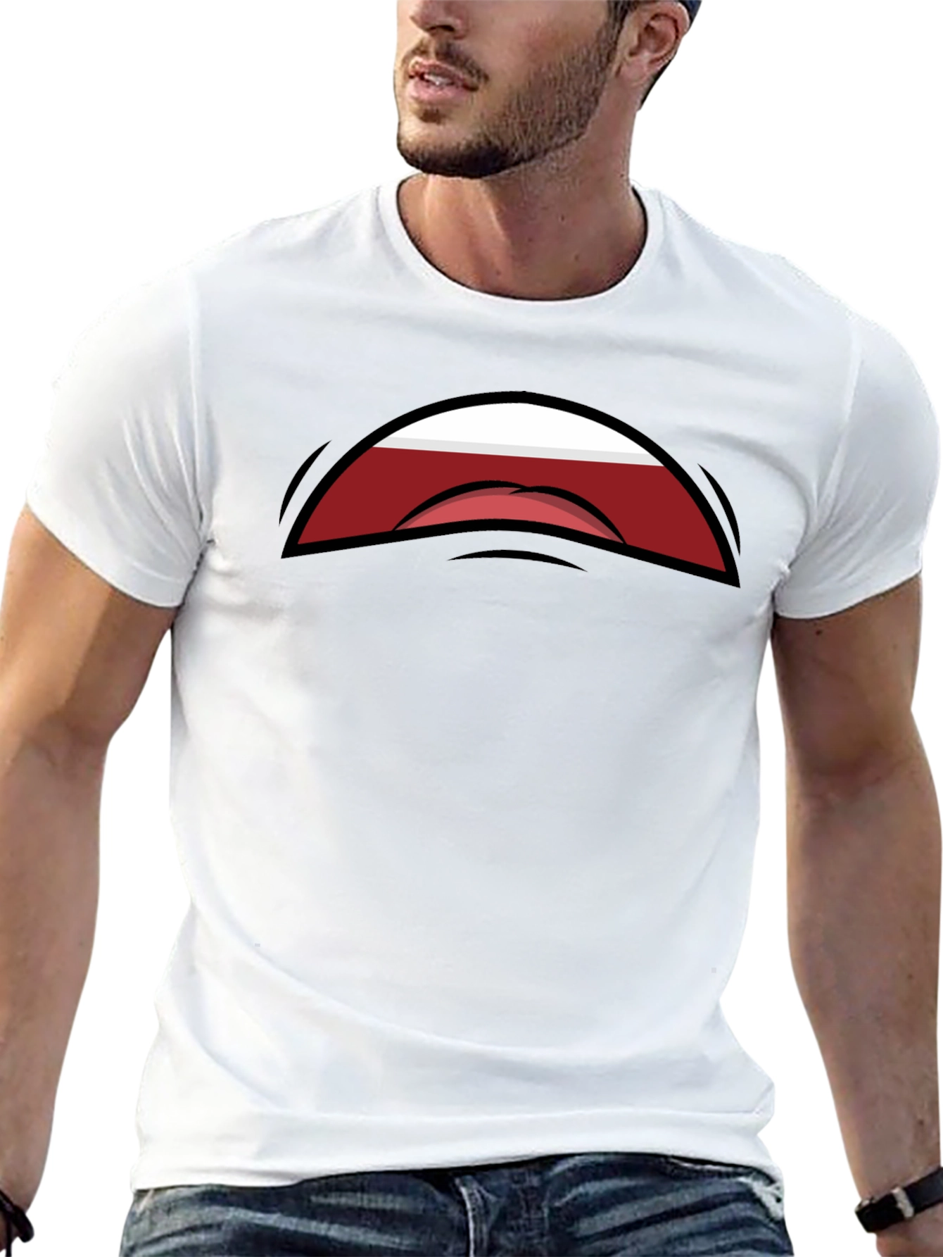 Funny Cartoon Mouth Black Graphic Tee
