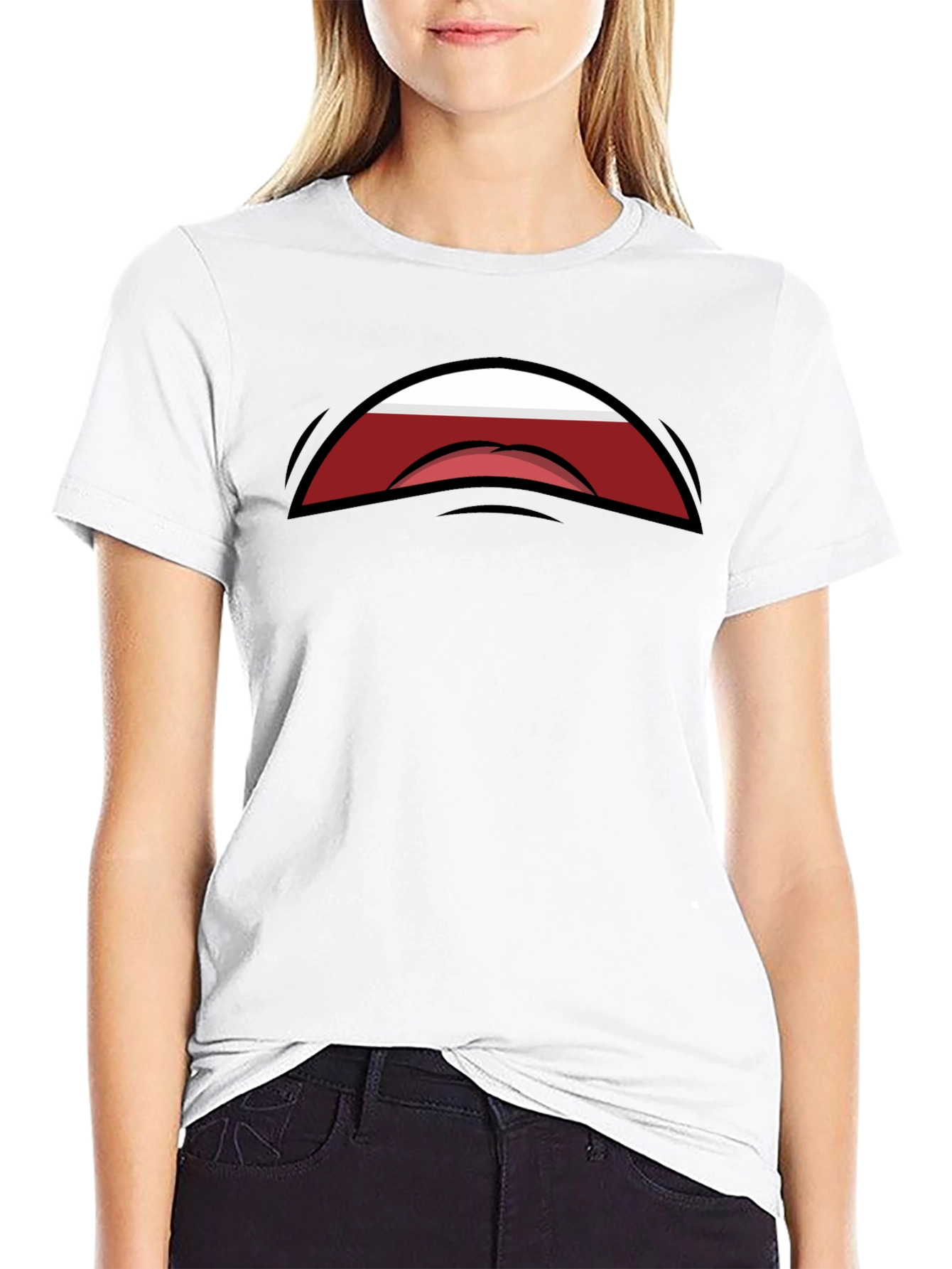 Funny Cartoon Mouth Black Graphic Tee