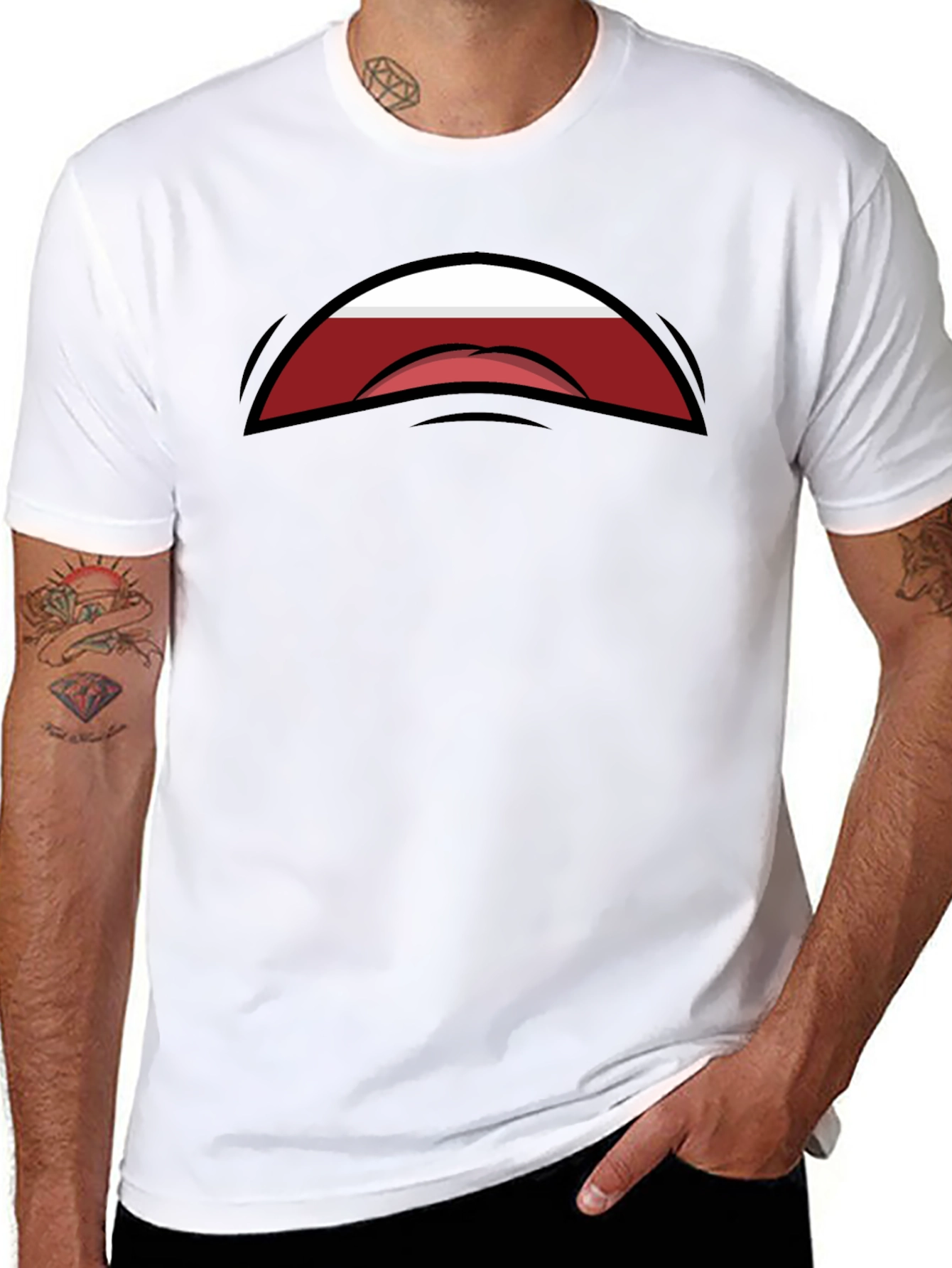 Funny Cartoon Mouth Black Graphic Tee