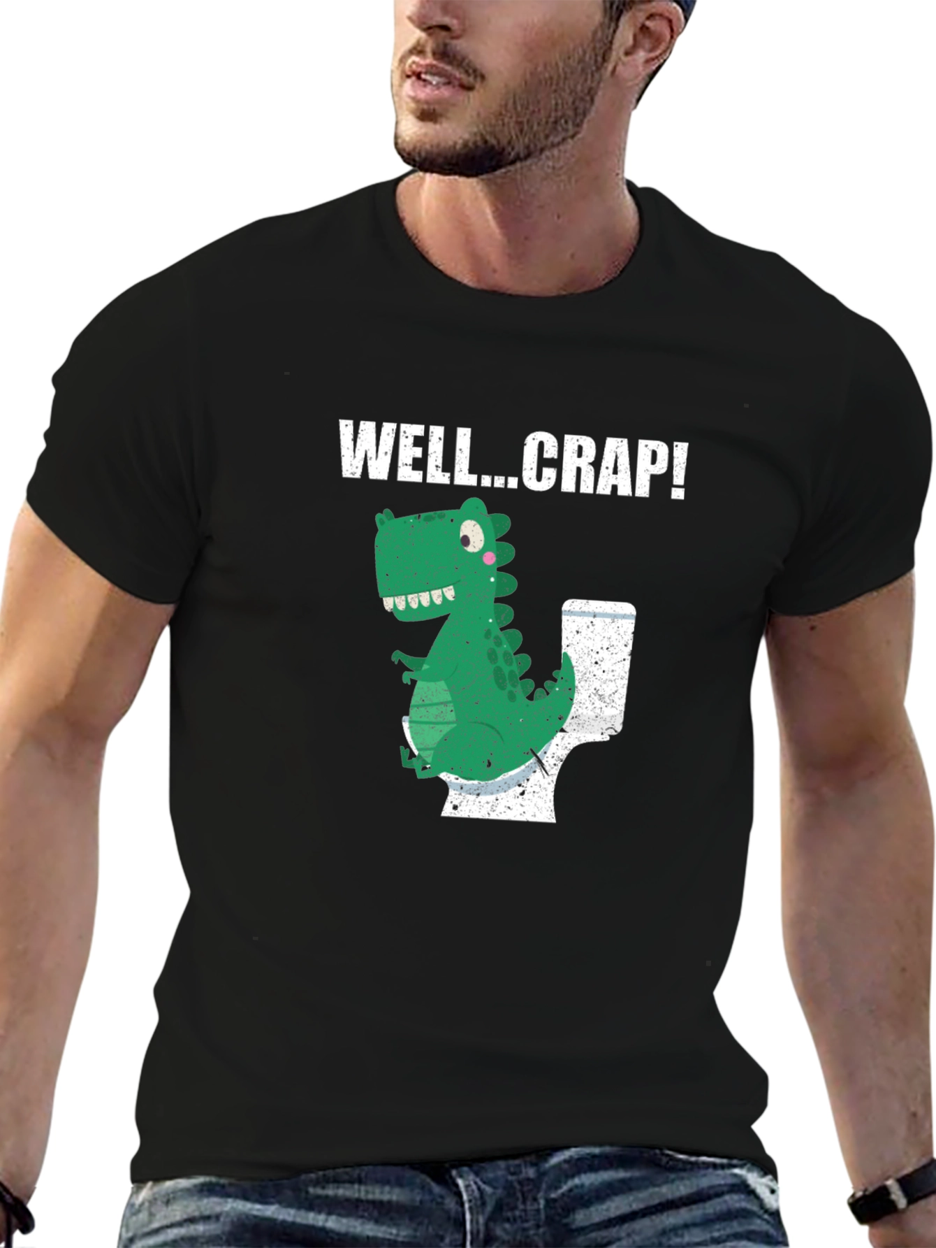 Funny Dinosaur Toilet Humor Graphic T-Shirt