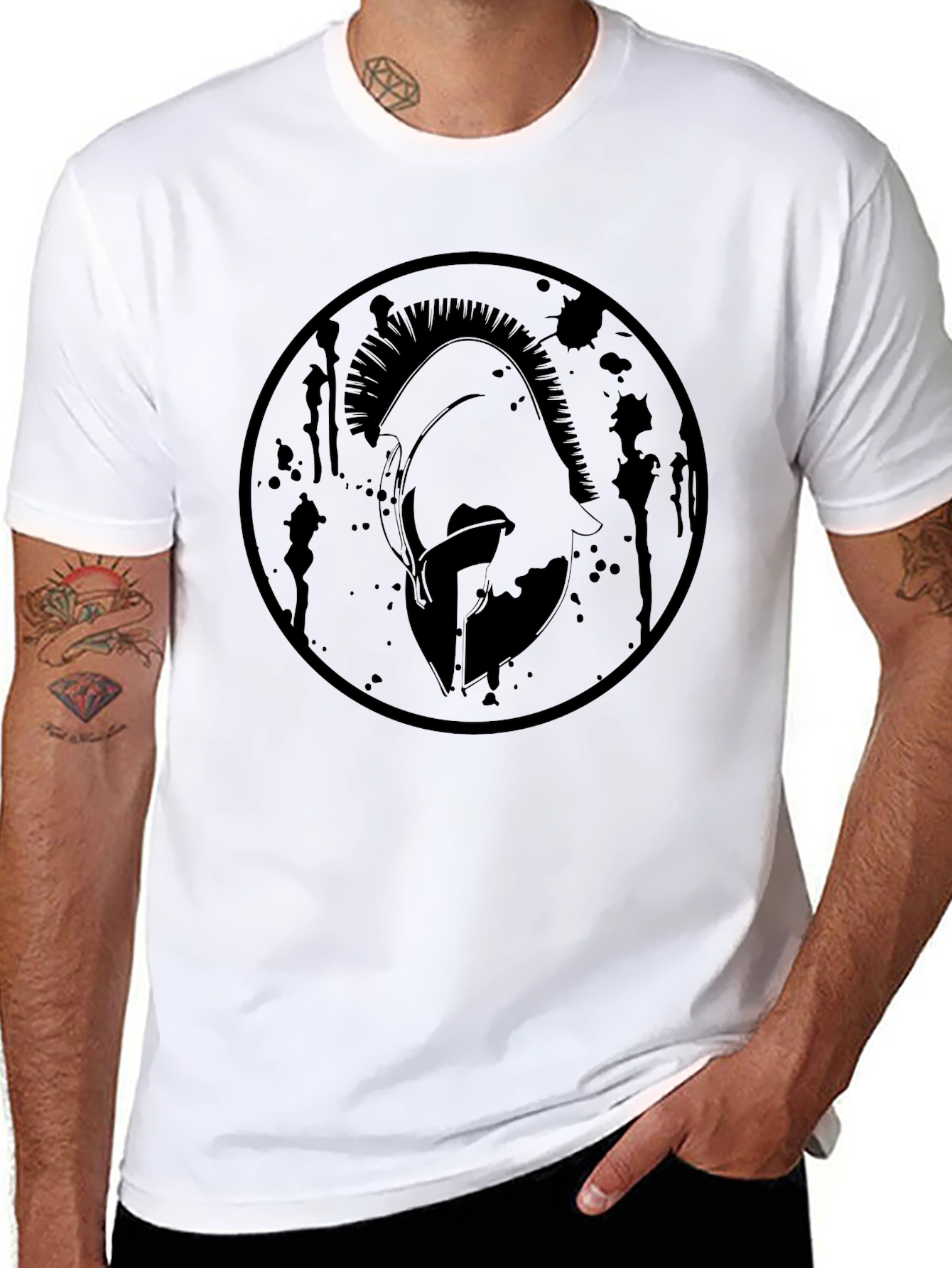 Spartan Warrior Helmet Graphic Tee - Black