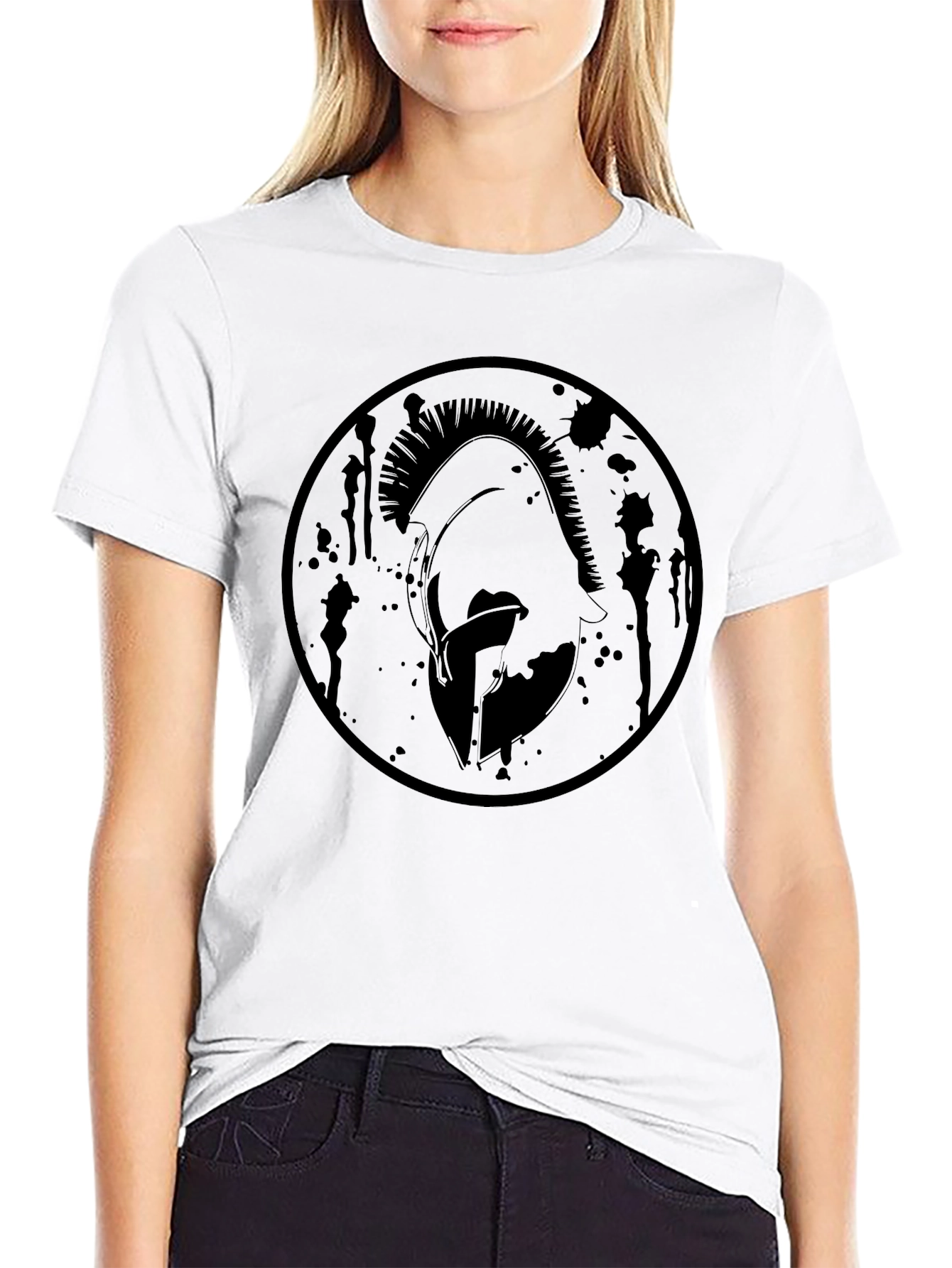 Spartan Warrior Helmet Graphic Tee - Black