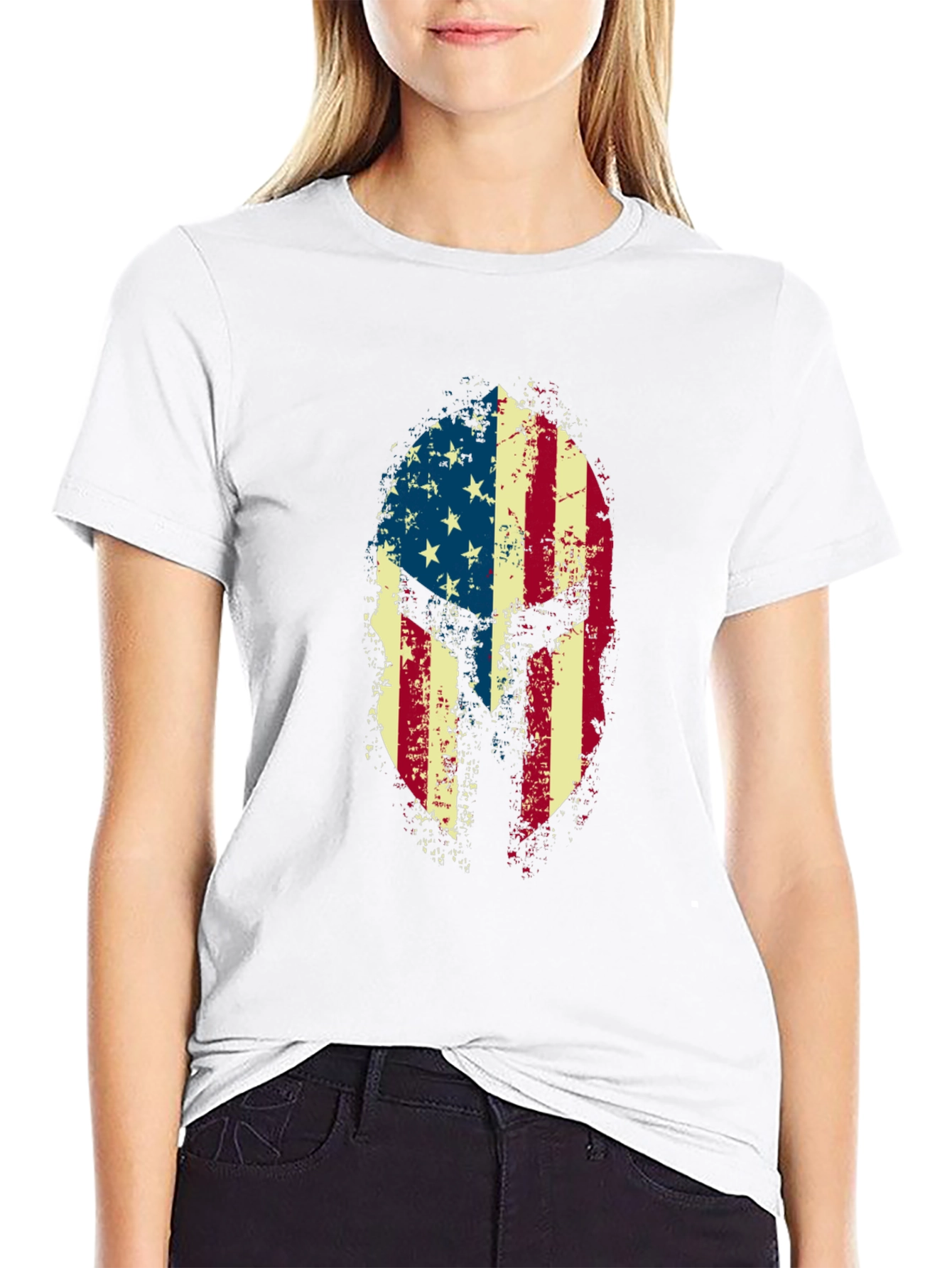 American Flag Spartan Helmet Graphic Tee