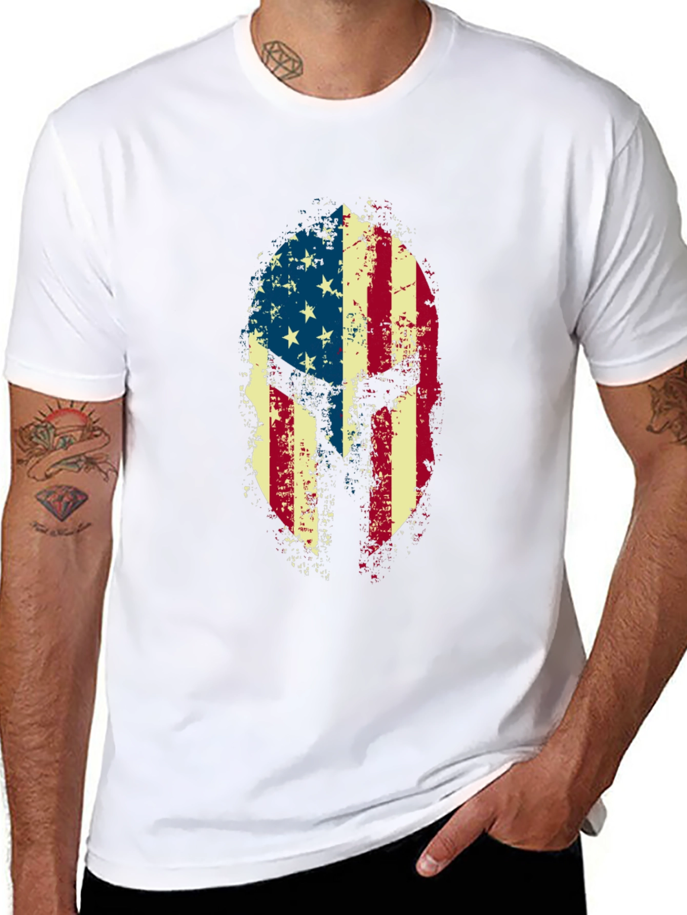 American Flag Spartan Helmet Graphic Tee