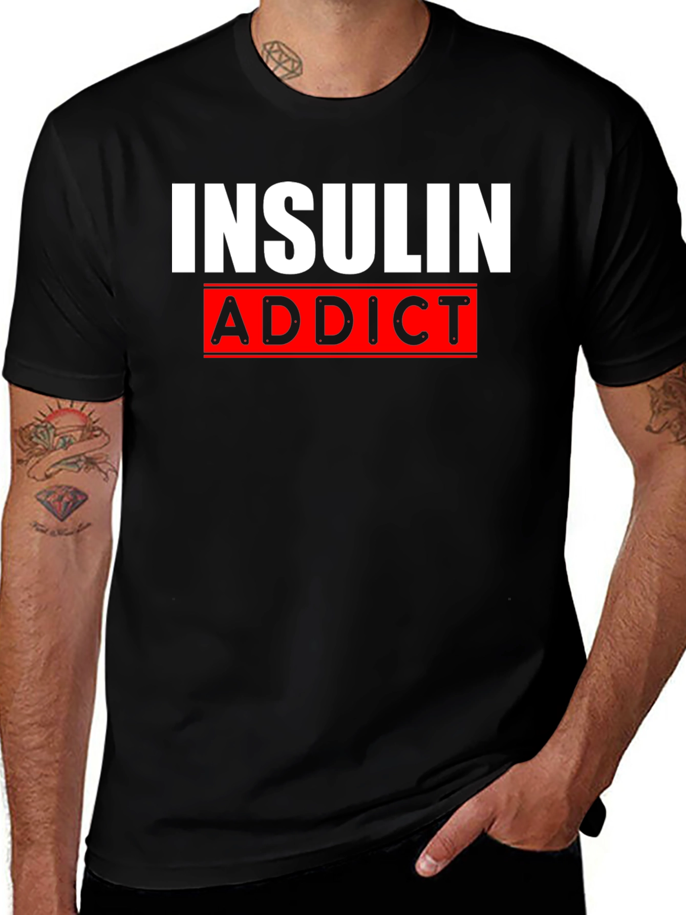 Insulin Addict Graphic T-Shirt - Black Cotton Tee