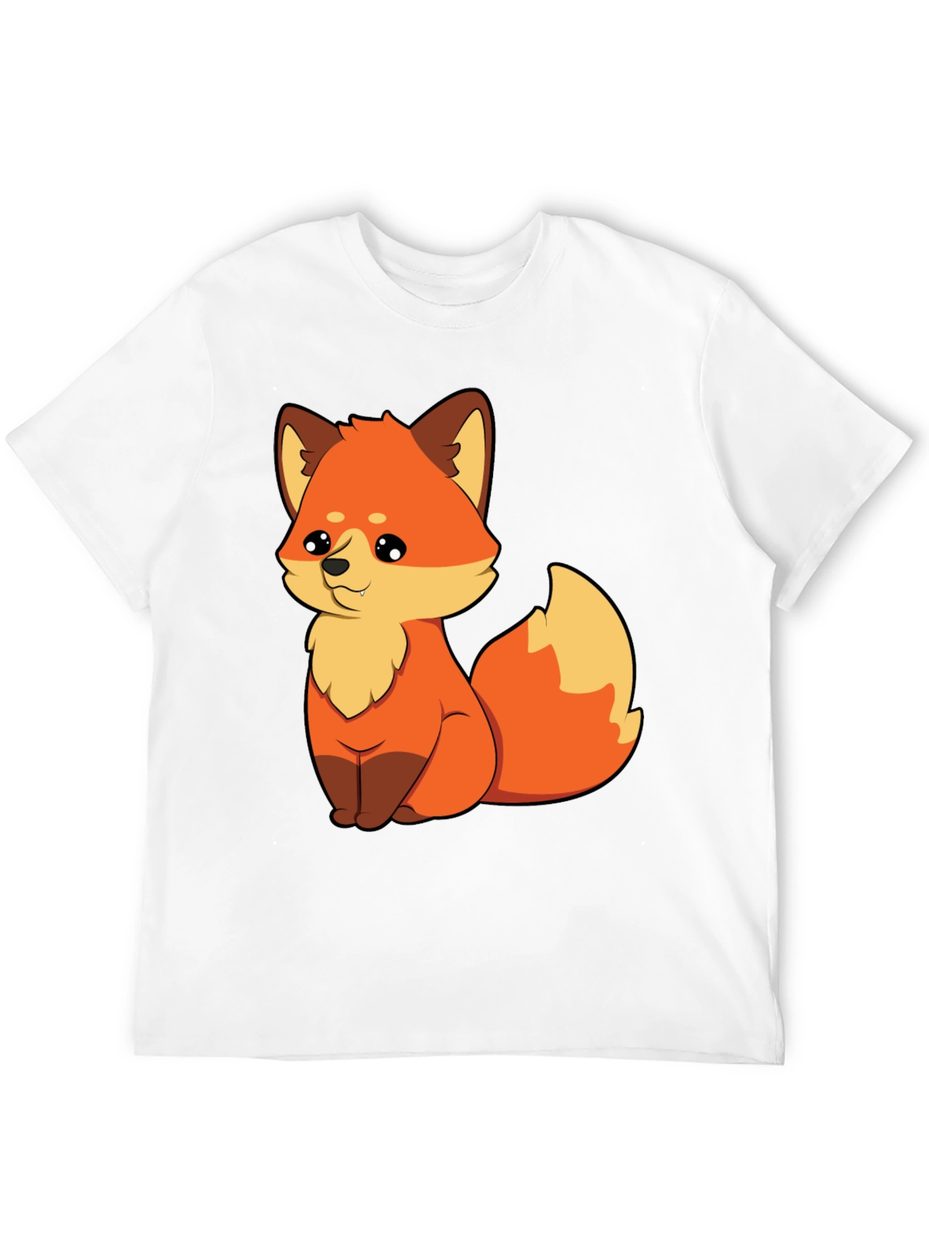 Cute Cartoon Fox Graphic Tee - Unisex Black T-Shirt