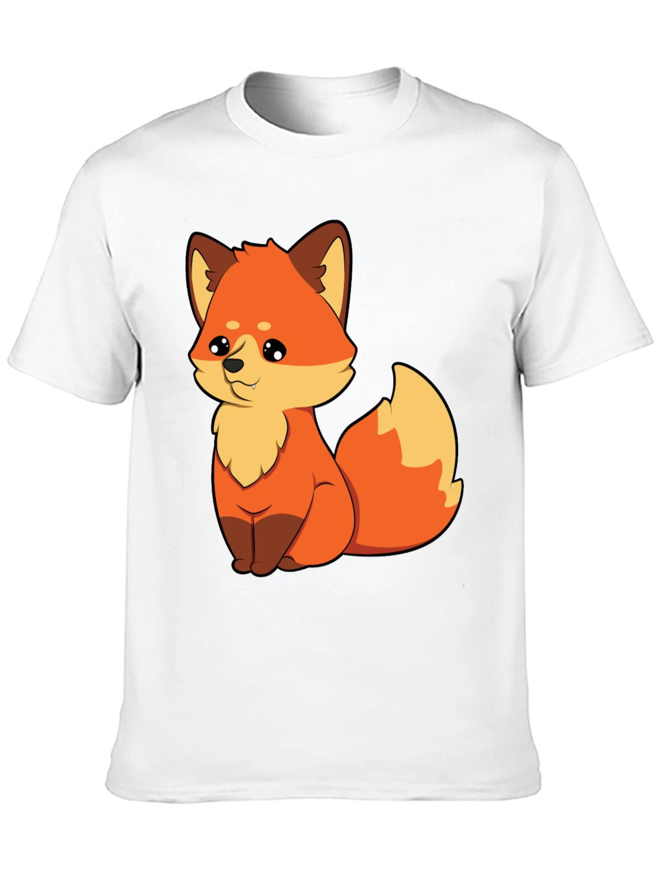Cute Cartoon Fox Graphic Tee - Unisex Black T-Shirt