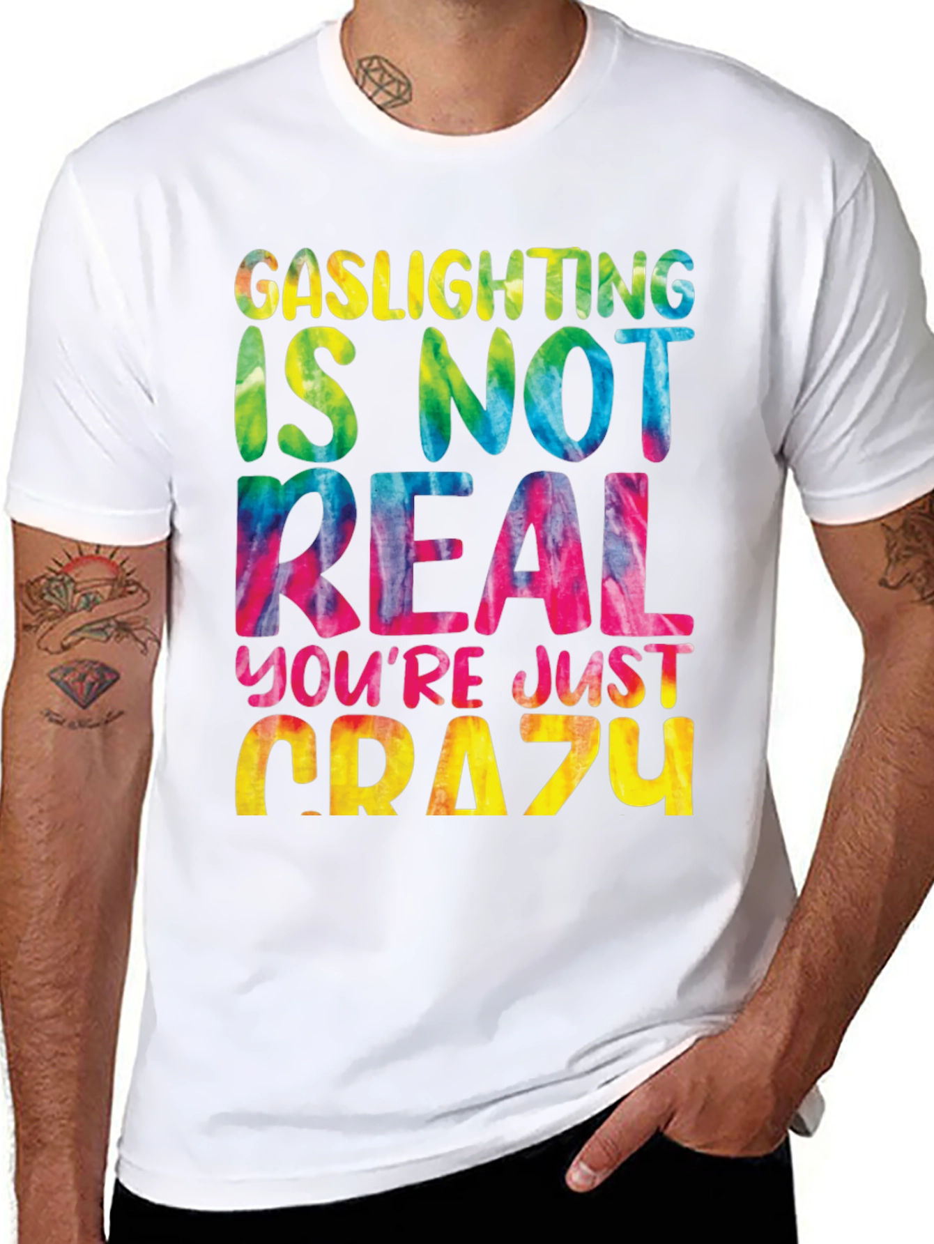 Gaslighting Isnt Real Tie Dye Graphic Tee