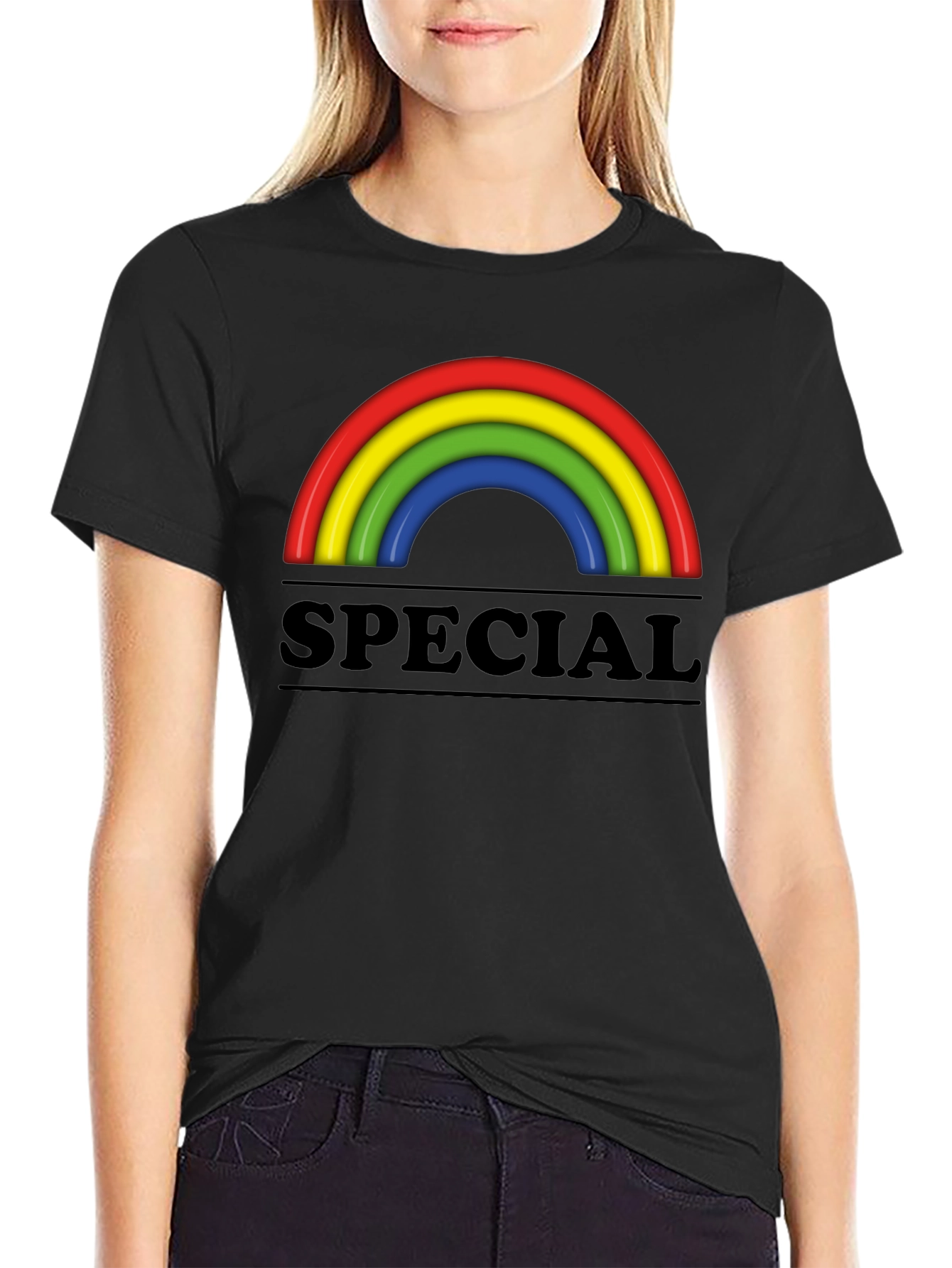 Special Rainbow Graphic T-Shirt - Black