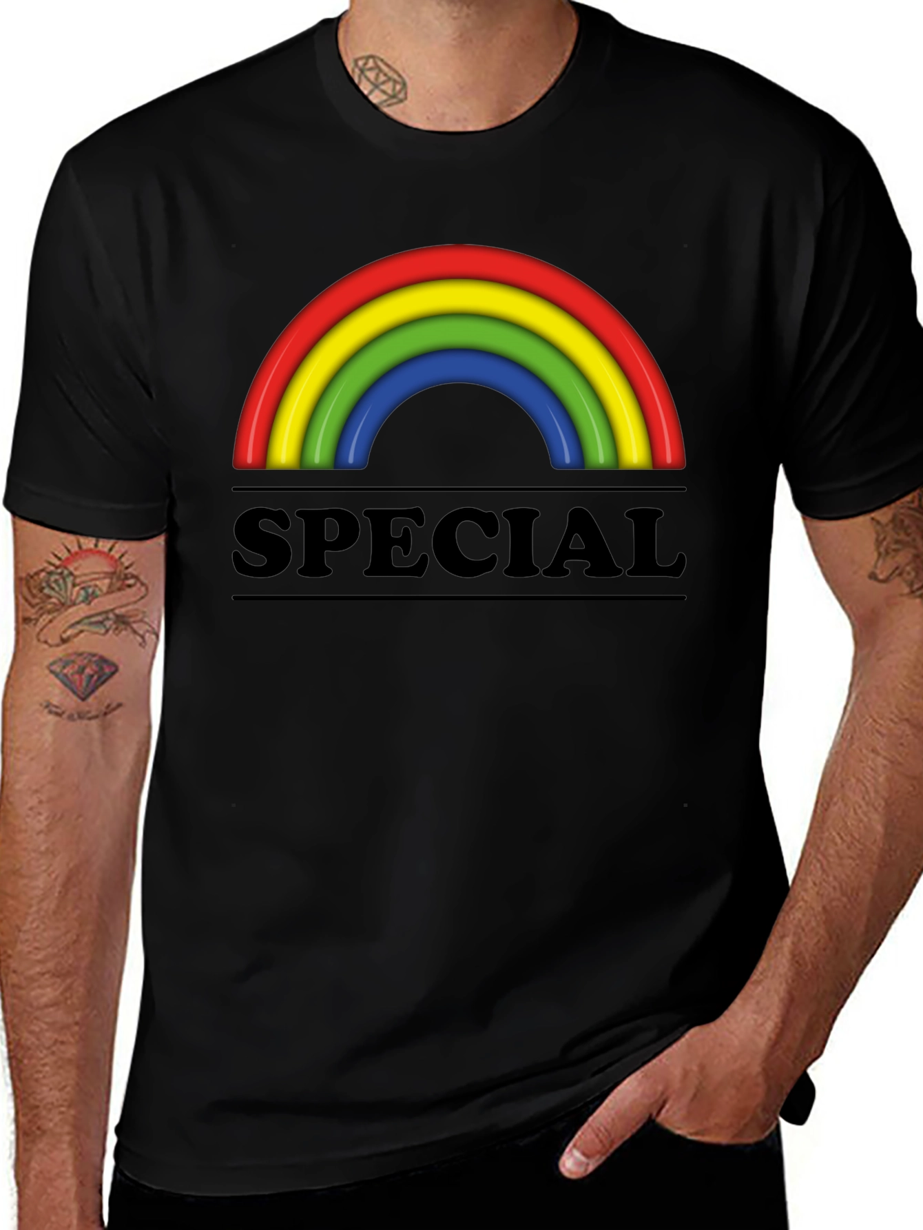 Special Rainbow Graphic T-Shirt - Black