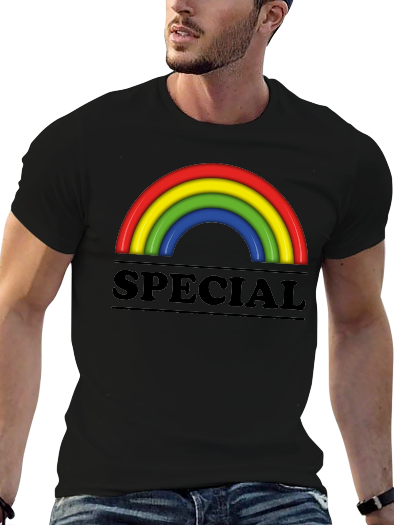 Special Rainbow Graphic T-Shirt - Black