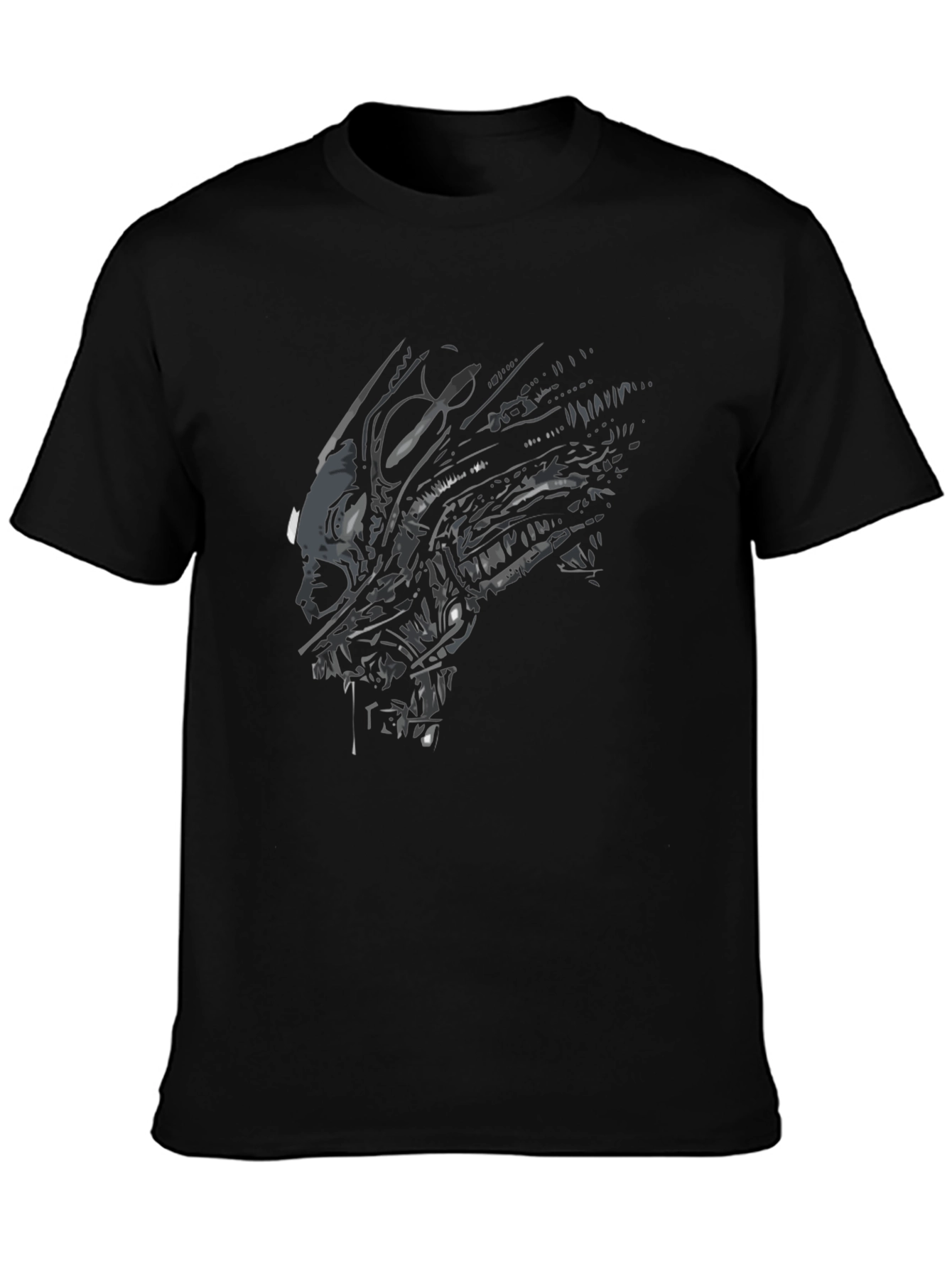 Alien Xenomorph Graphic Print Black T-Shirt