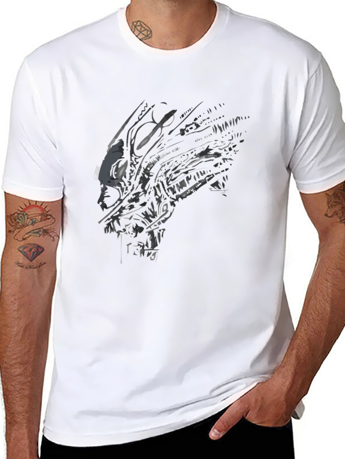 Alien Xenomorph Graphic Print Black T-Shirt
