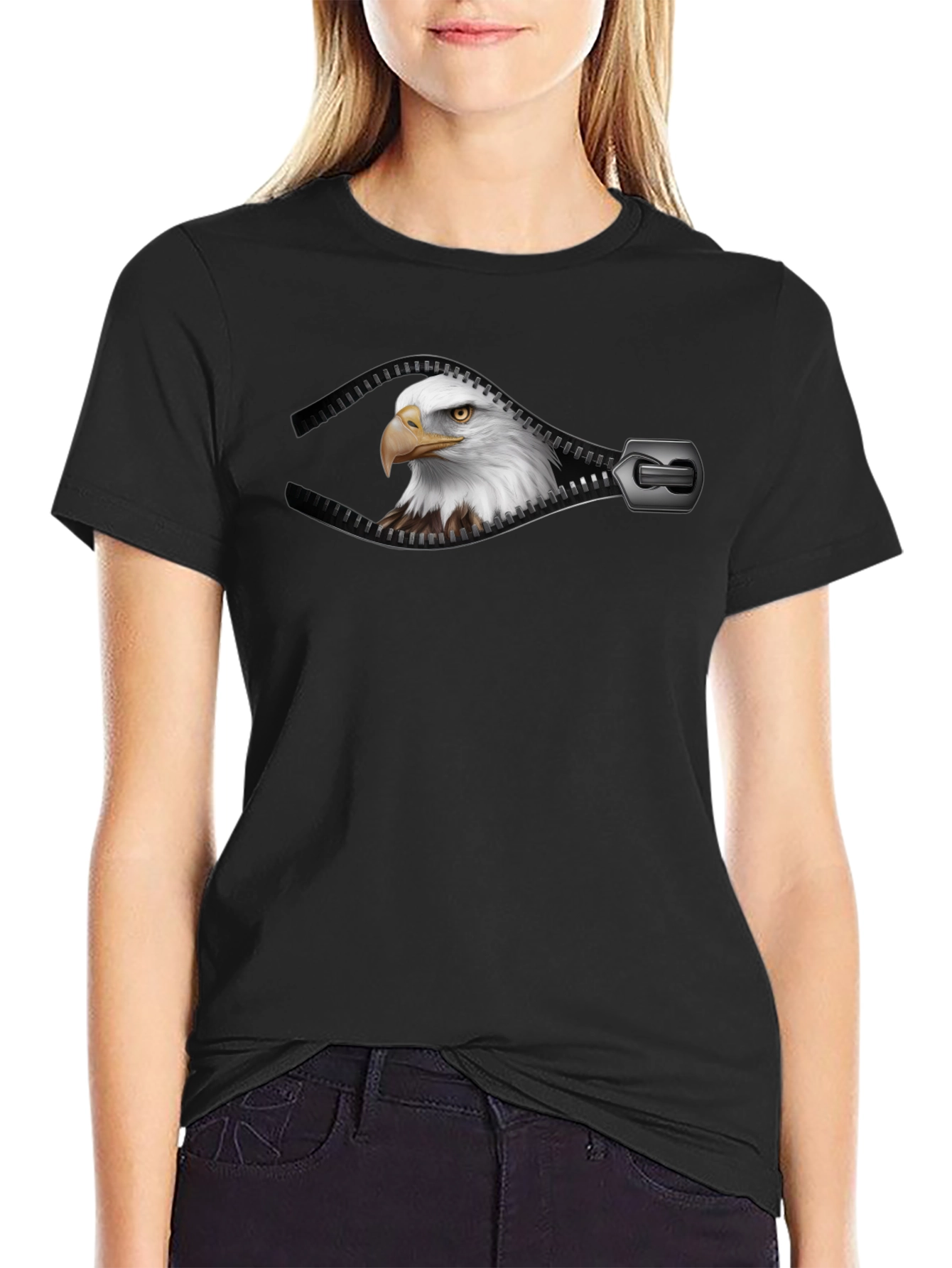 Eagle Zipper Graphic T-Shirt