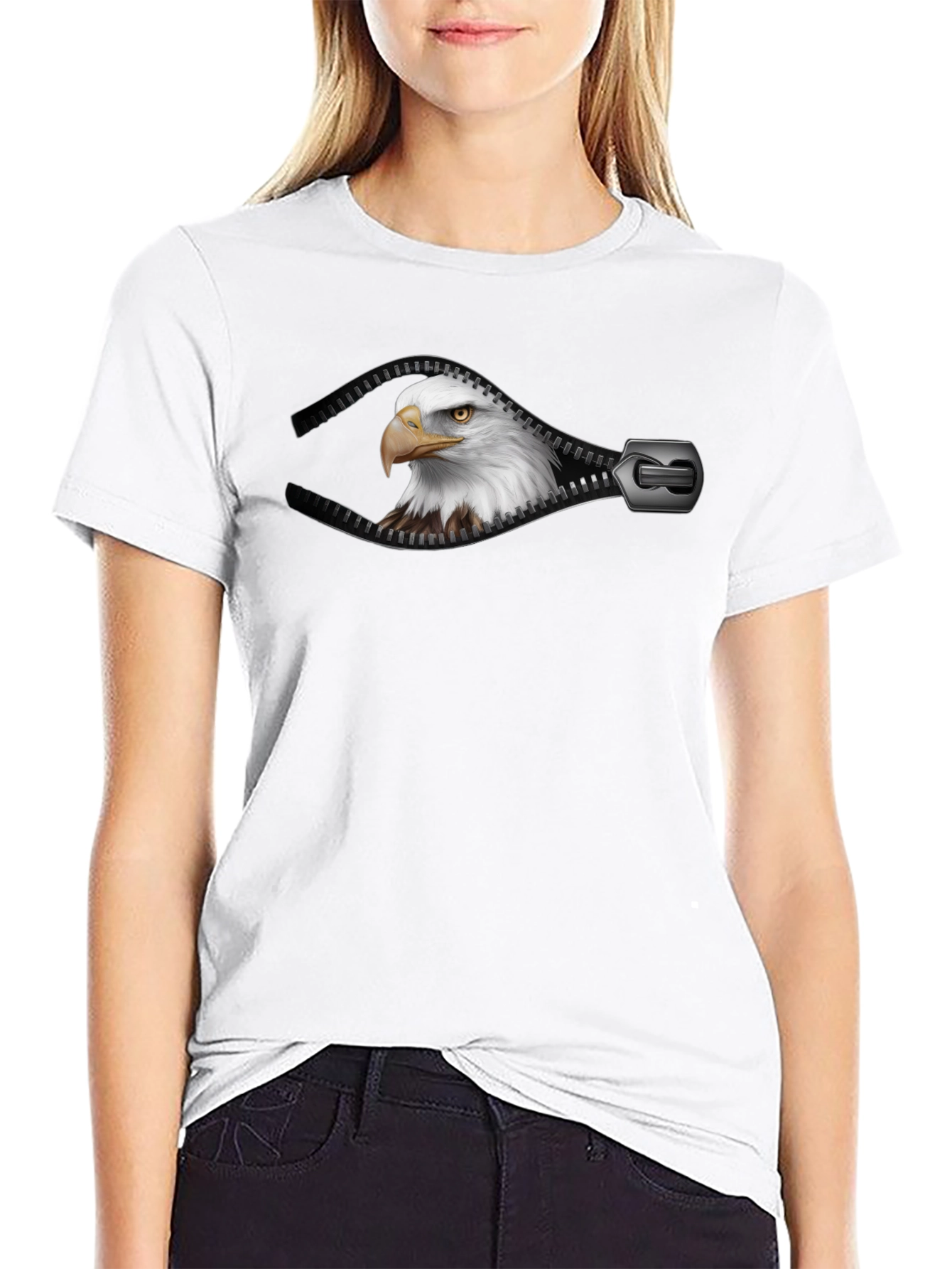 Eagle Zipper Graphic T-Shirt