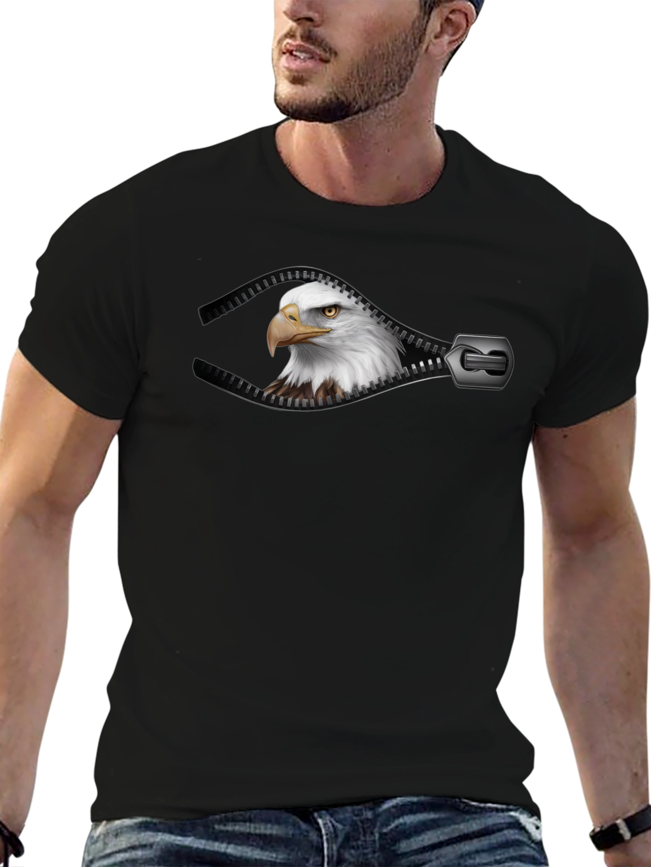 Eagle Zipper Graphic T-Shirt