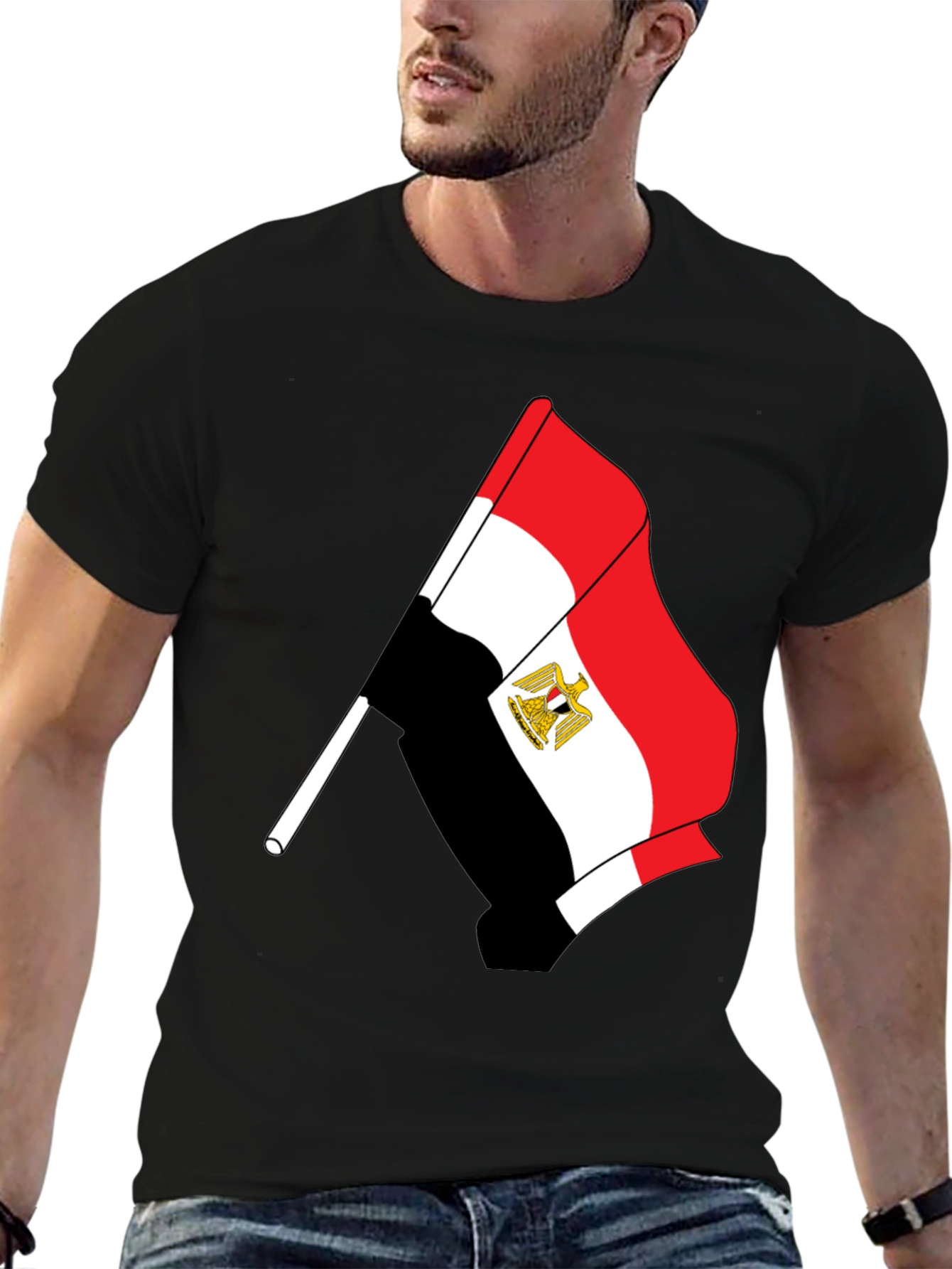 Egypt Flag Graphic T-Shirt - Black Cotton Tee
