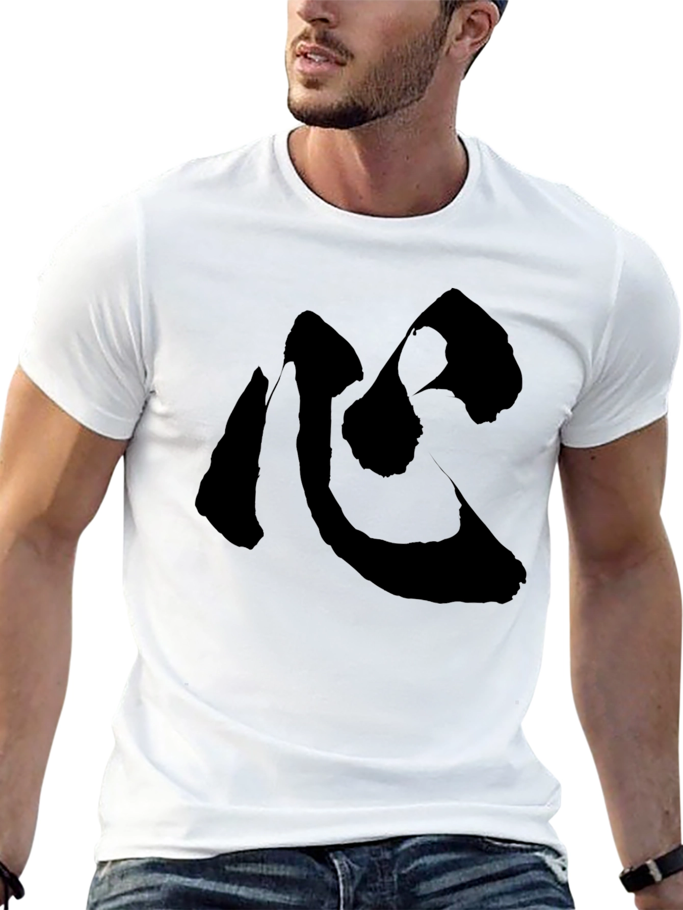 Black T-Shirt with Japanese Kokoro Symbol