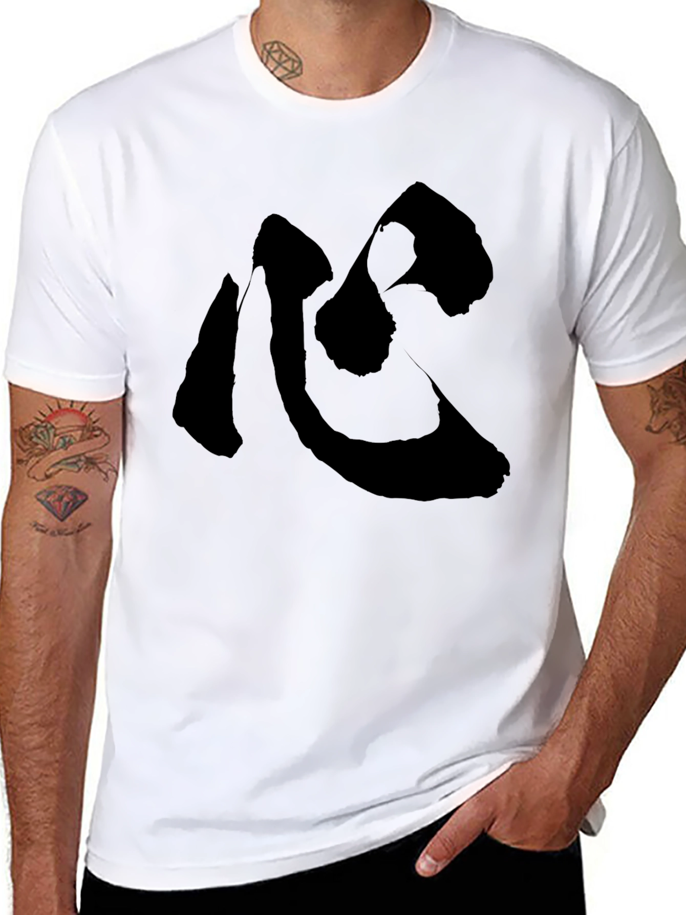 Black T-Shirt with Japanese Kokoro Symbol