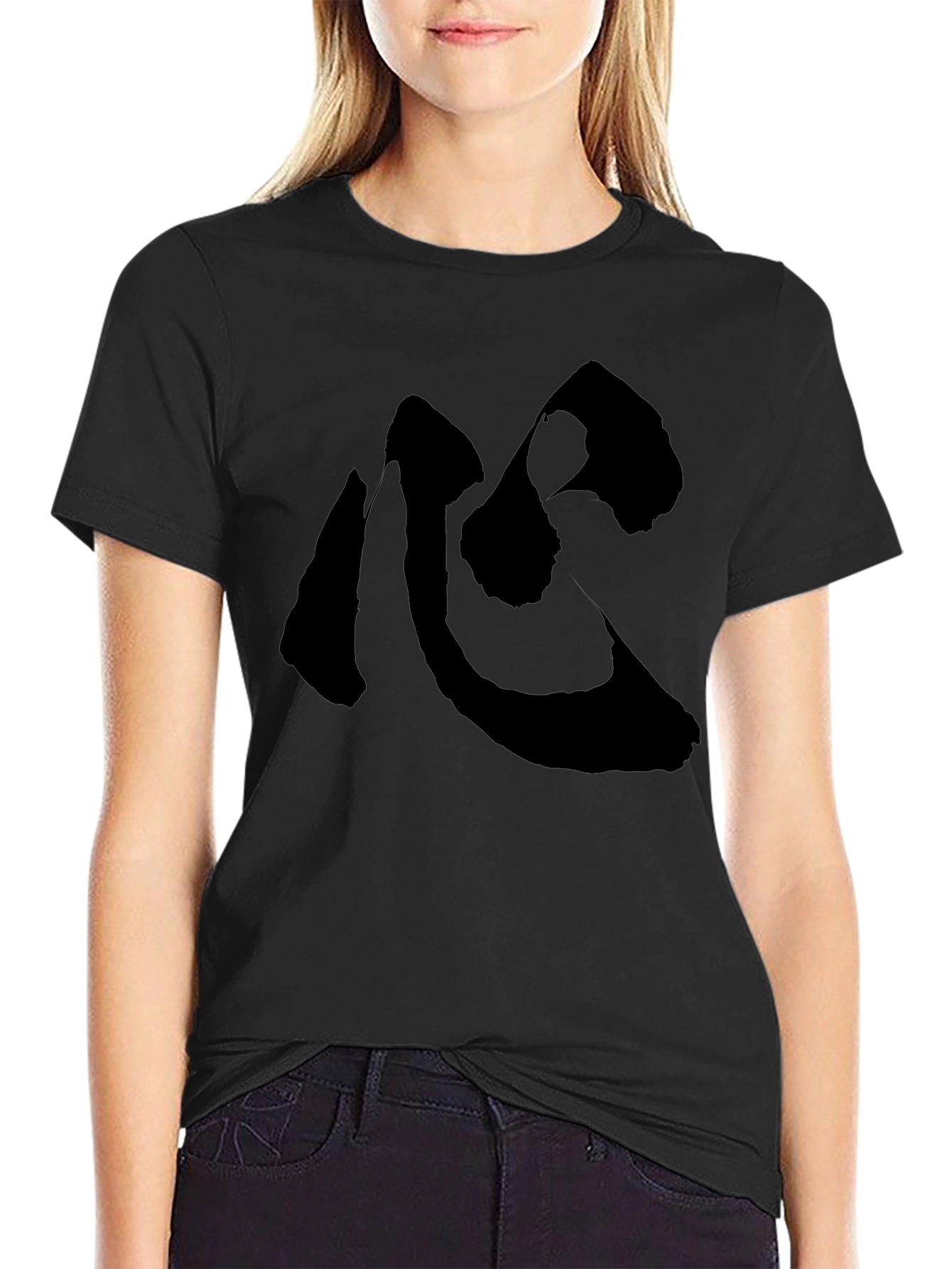 Black T-Shirt with Japanese Kokoro Symbol