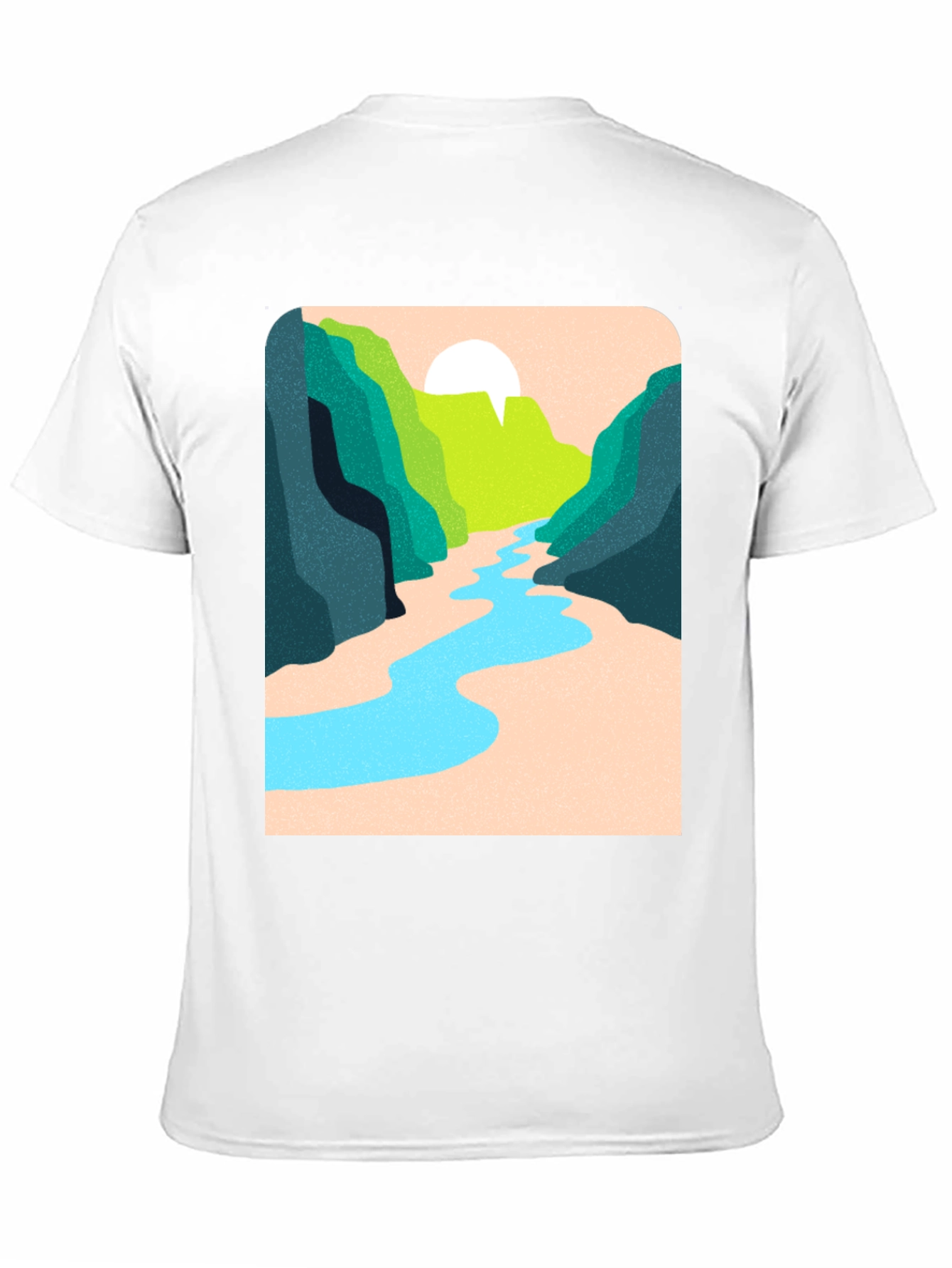 Nature River Graphic Tee - Unisex Casual Black T-Shirt