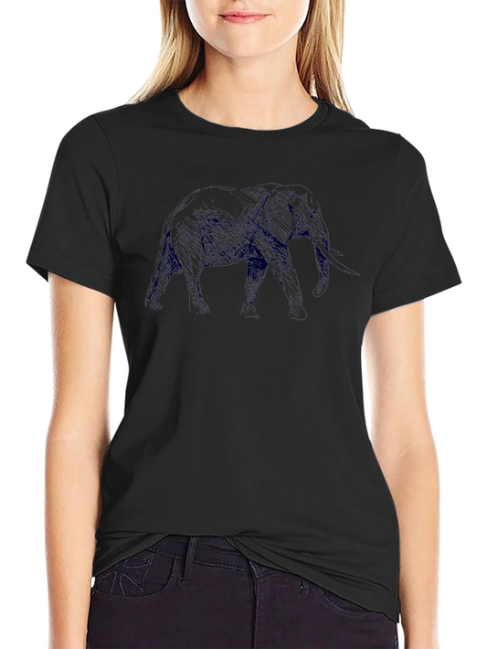Elephant Sketch Black T-Shirt