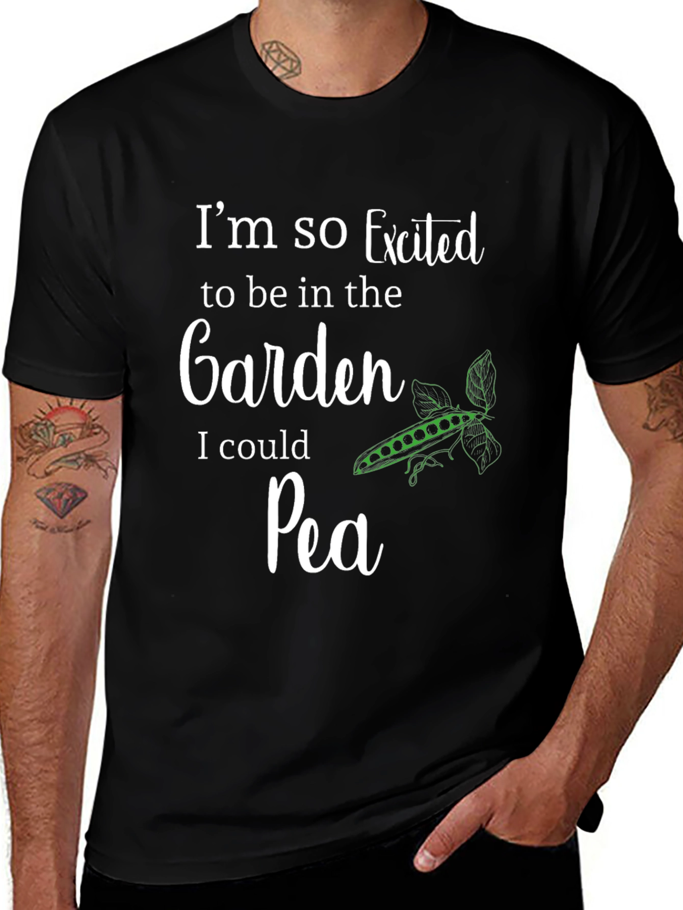 Excited Garden Pea T-Shirt - Novelty Graphic Tee