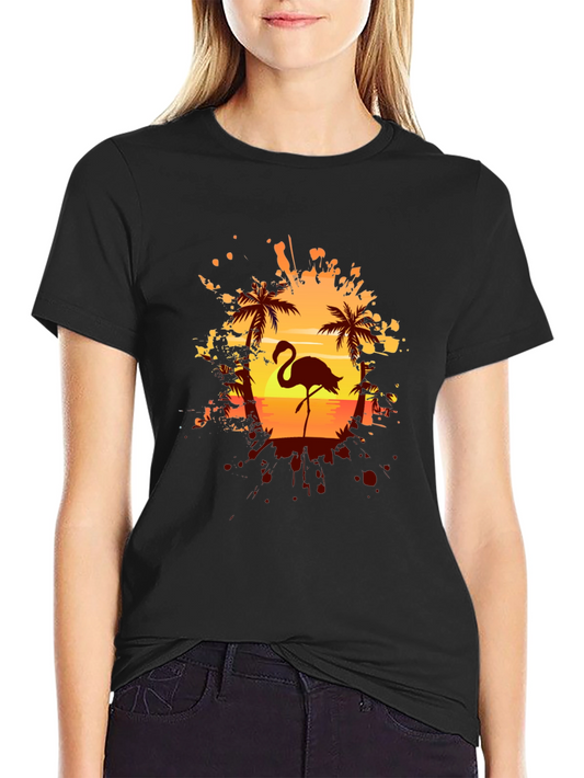 Flamingo Sunset Graphic Tee - Tropical Vibes