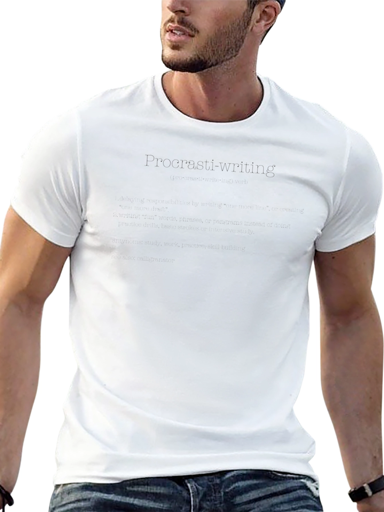 Mens Black Procrasti-writing Graphic T-Shirt