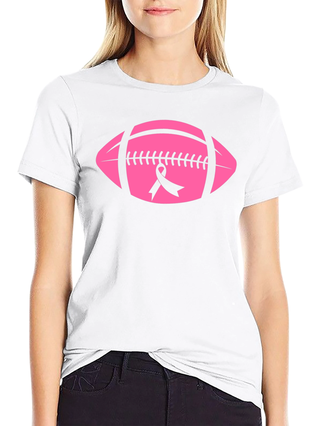 Pink Football Breast Cancer Awareness T-Shirt
