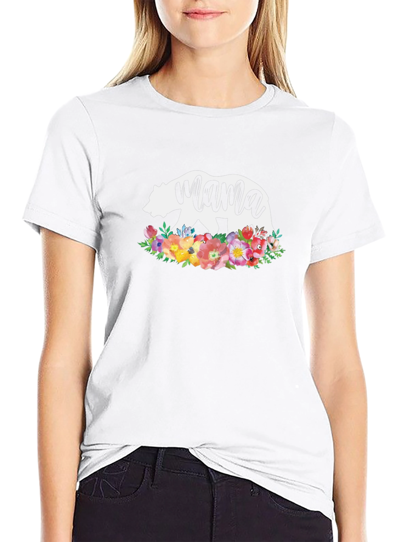 Mama Bear Floral T-Shirt - Stylish Womens Tee