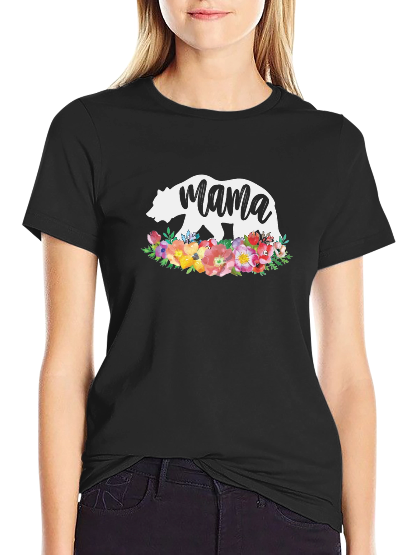 Mama Bear Floral T-Shirt - Stylish Womens Tee