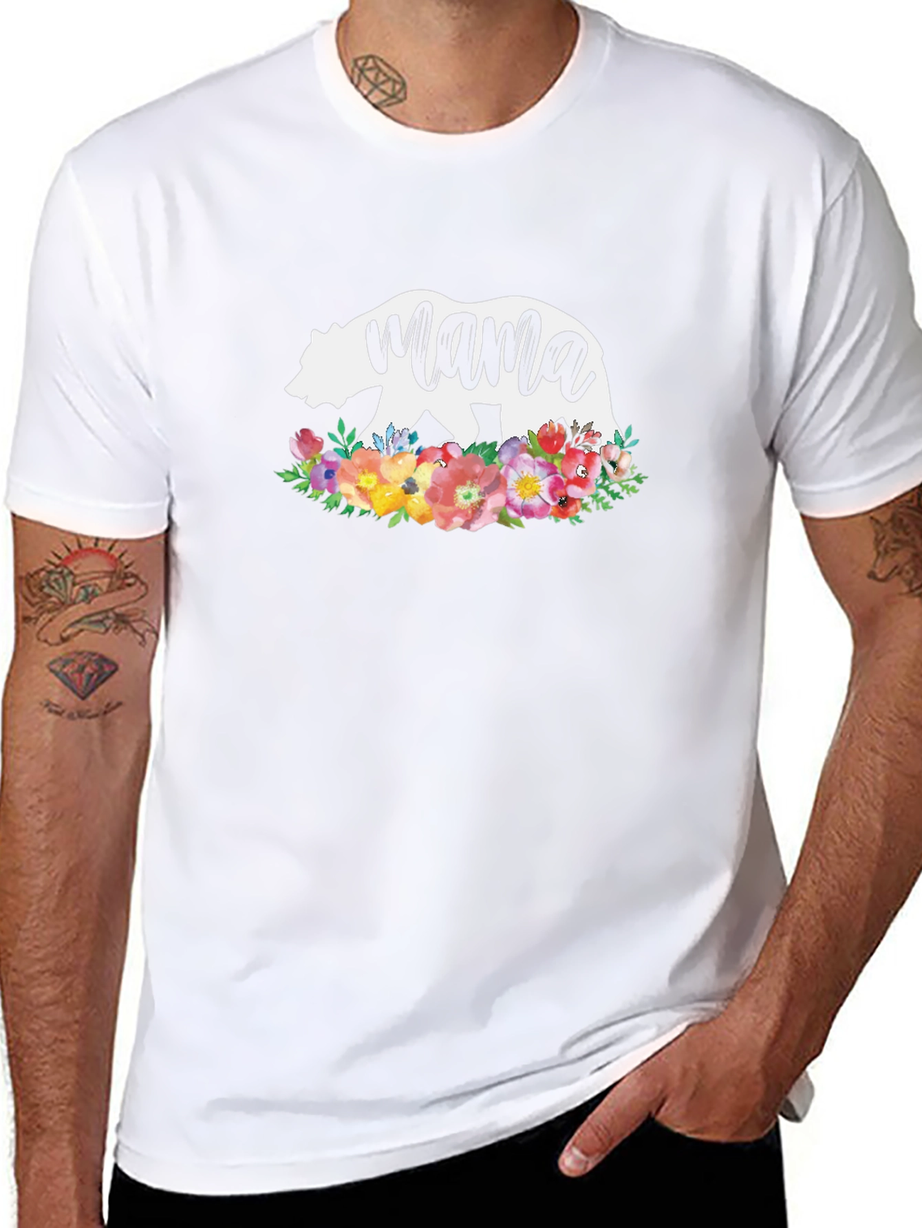 Mama Bear Floral T-Shirt - Stylish Womens Tee
