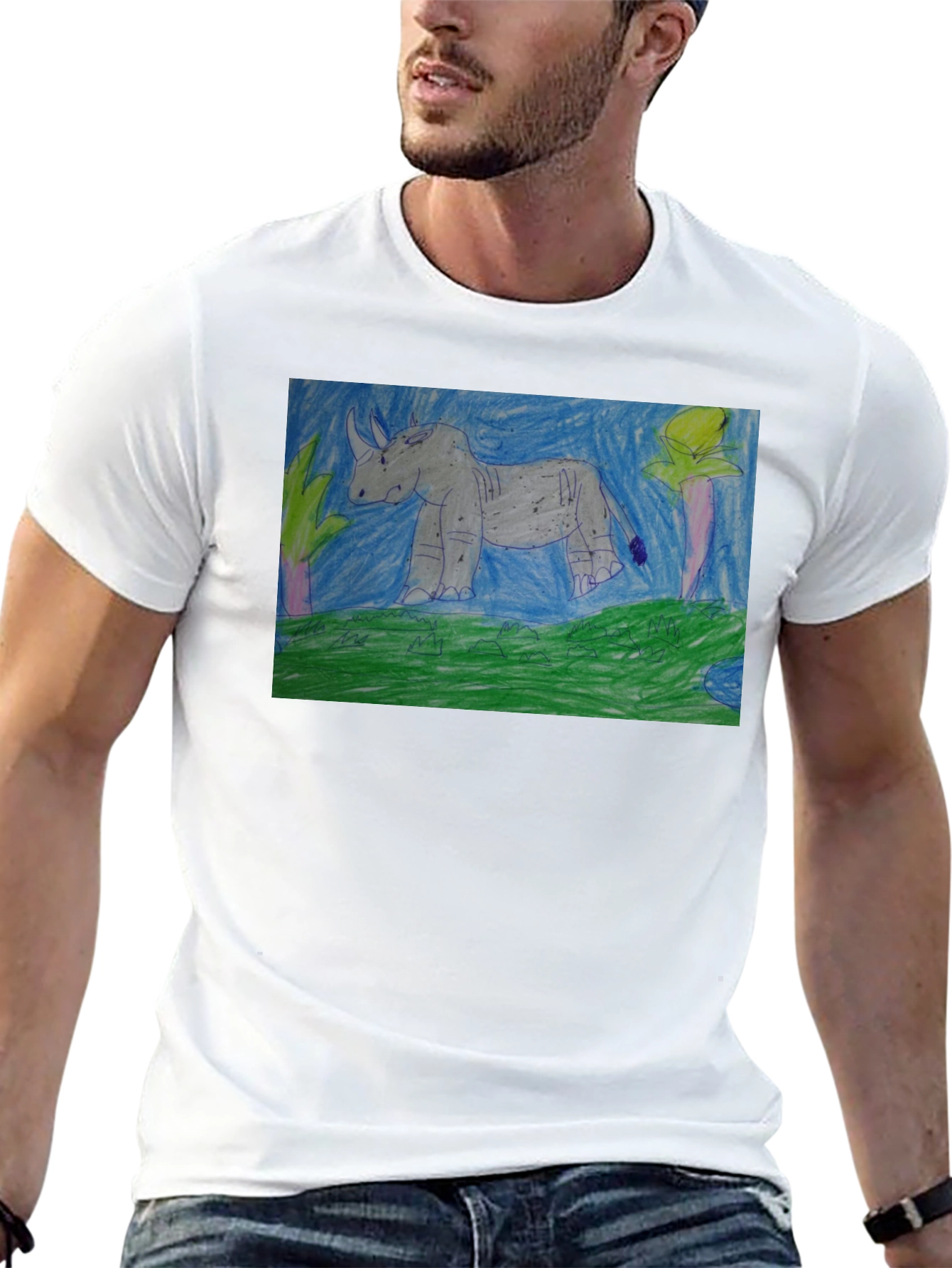 Rhino Graphic Print Black T-Shirt