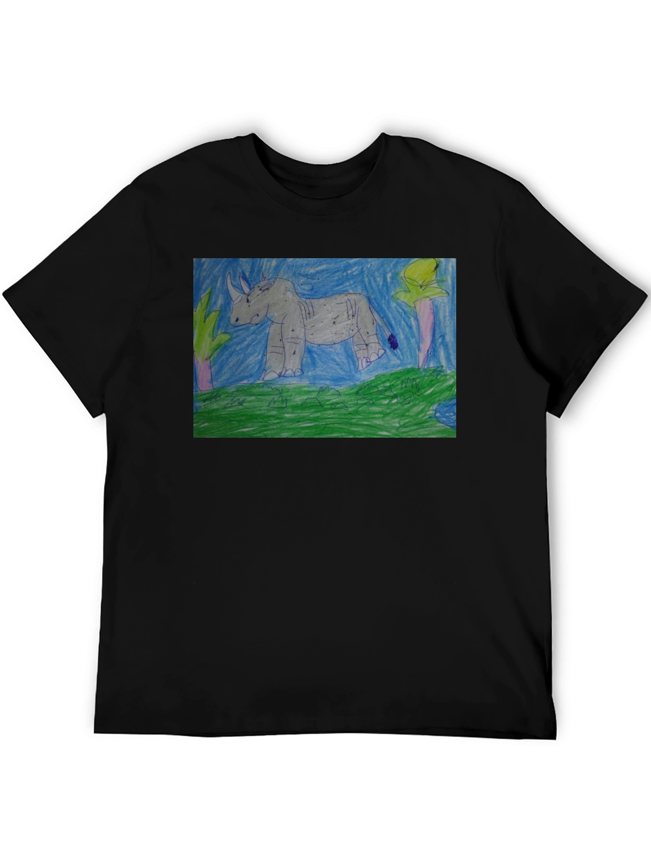 Rhino Graphic Print Black T-Shirt