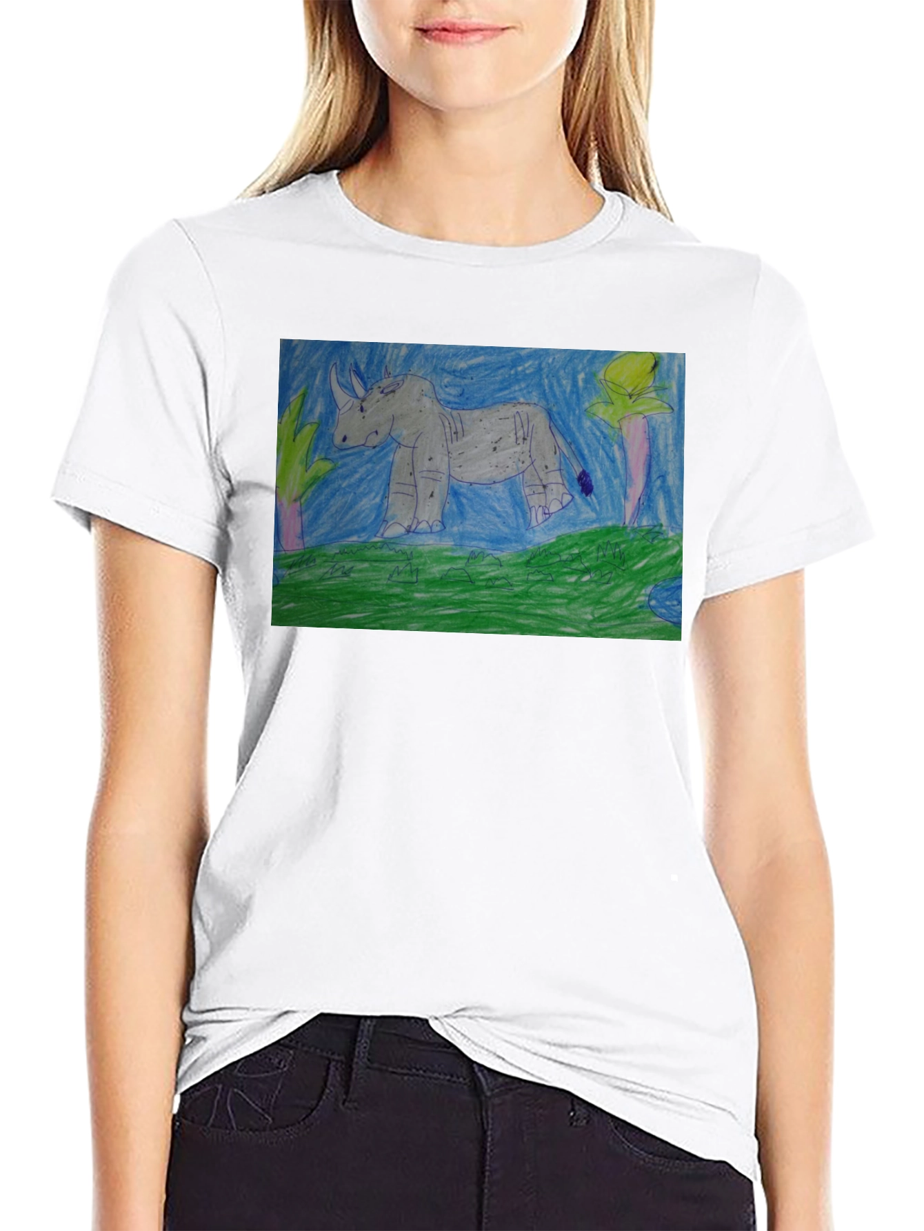 Rhino Graphic Print Black T-Shirt
