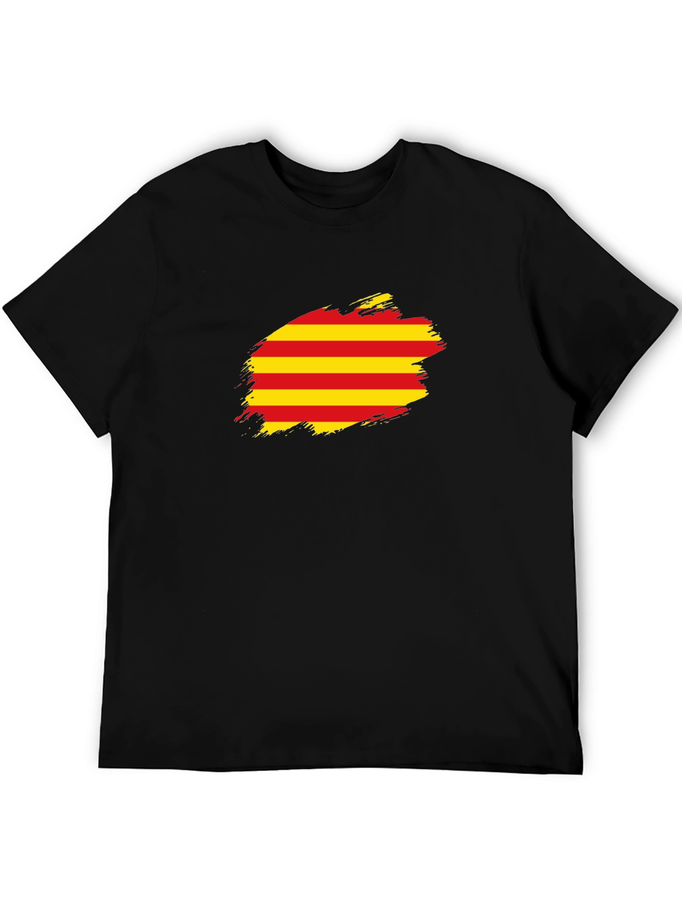 Catalonia Flag Brush T-Shirt - Black Cotton Tee