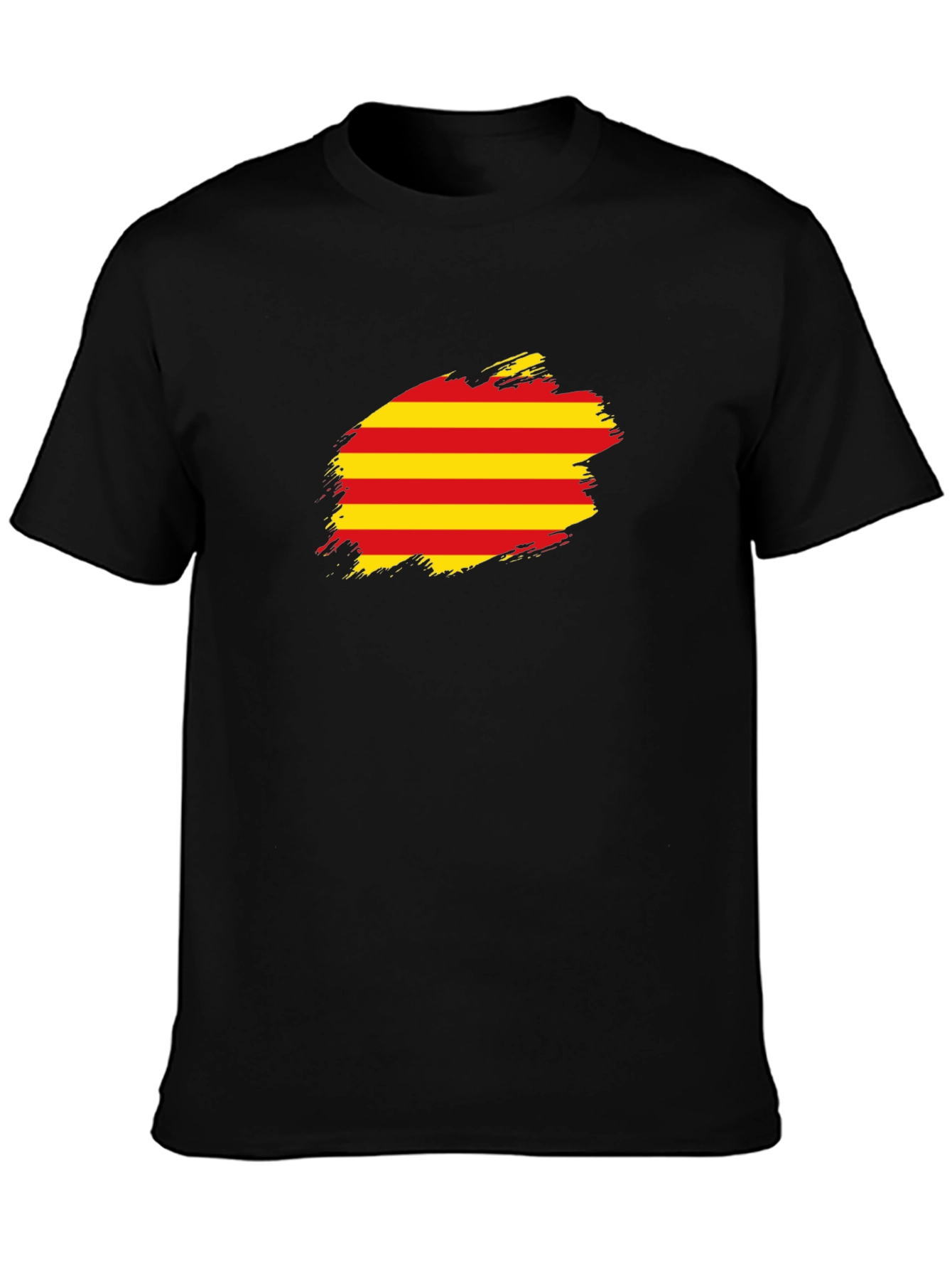 Catalonia Flag Brush T-Shirt - Black Cotton Tee