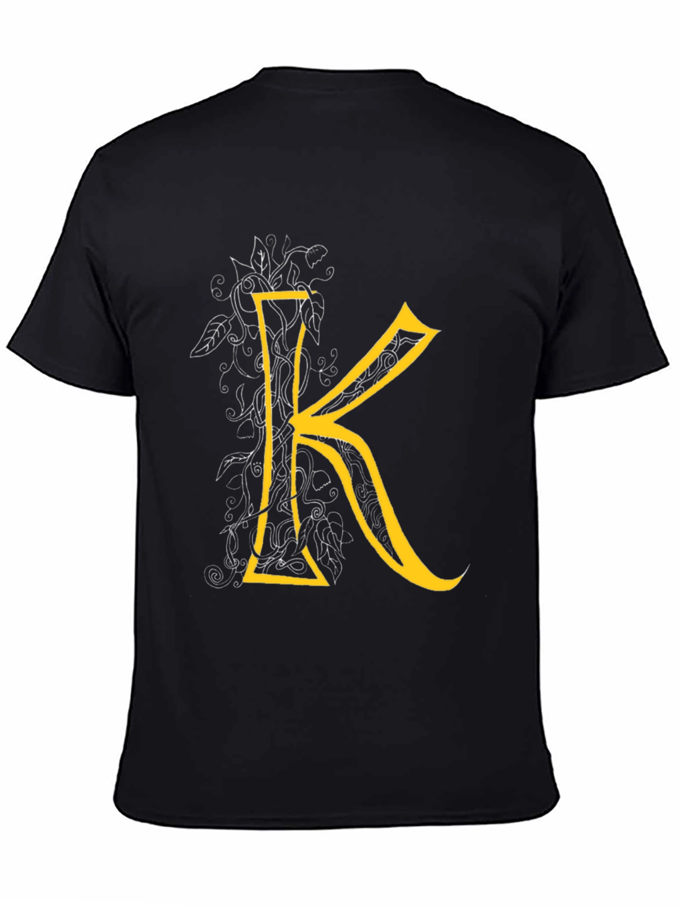 Letter K Graphic Tee - Black Cotton Blend