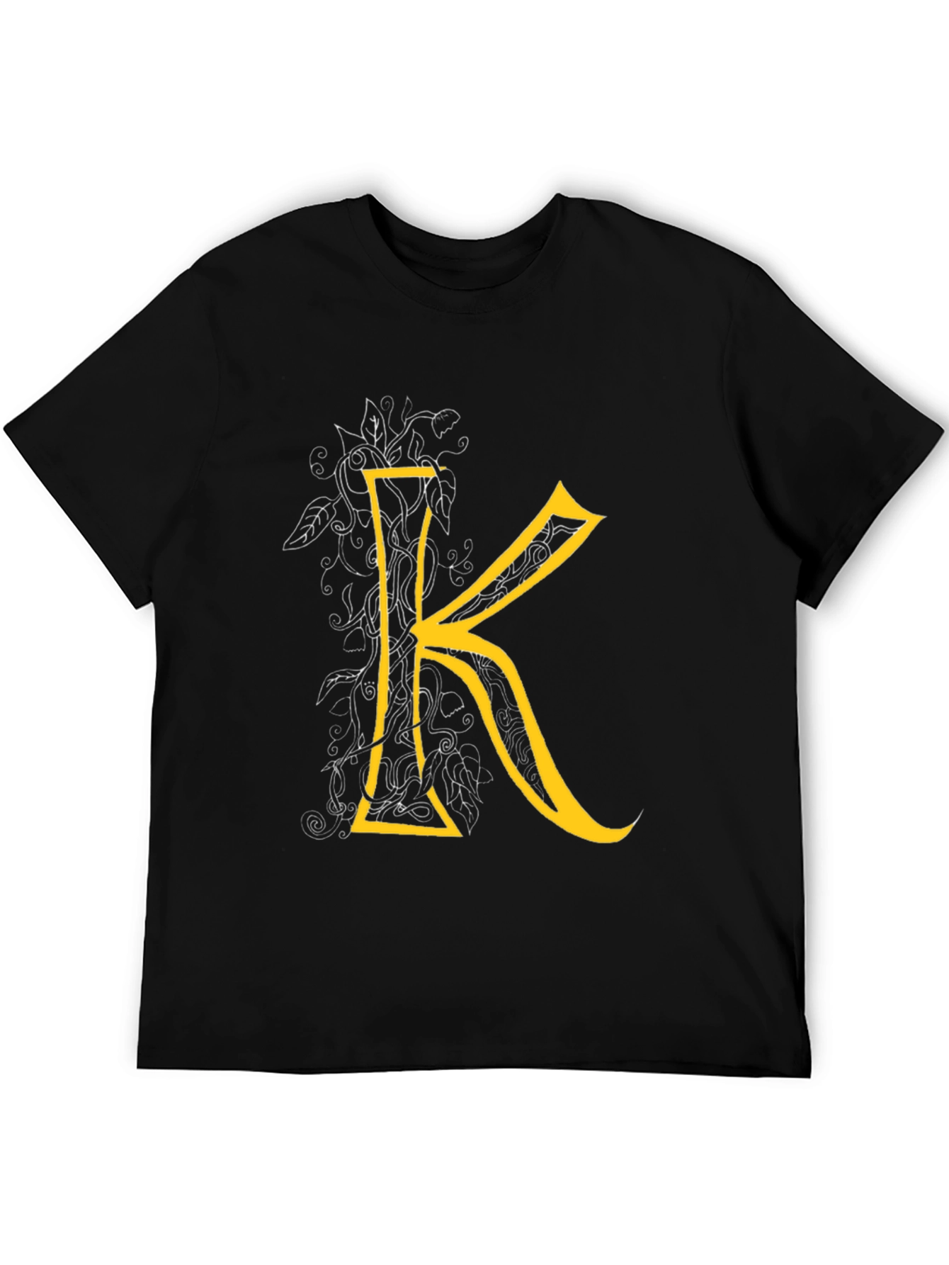 Letter K Graphic Tee - Black Cotton Blend